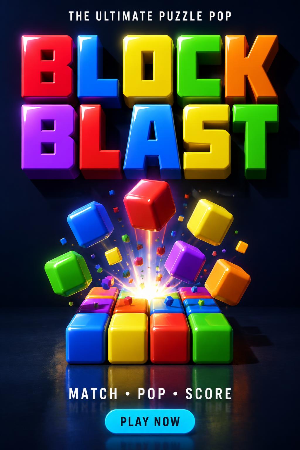 BLOCK
BLAST
THE ULTIMATE PUZZLE POP
MATCH • POP • SCORE
PLAY NOW