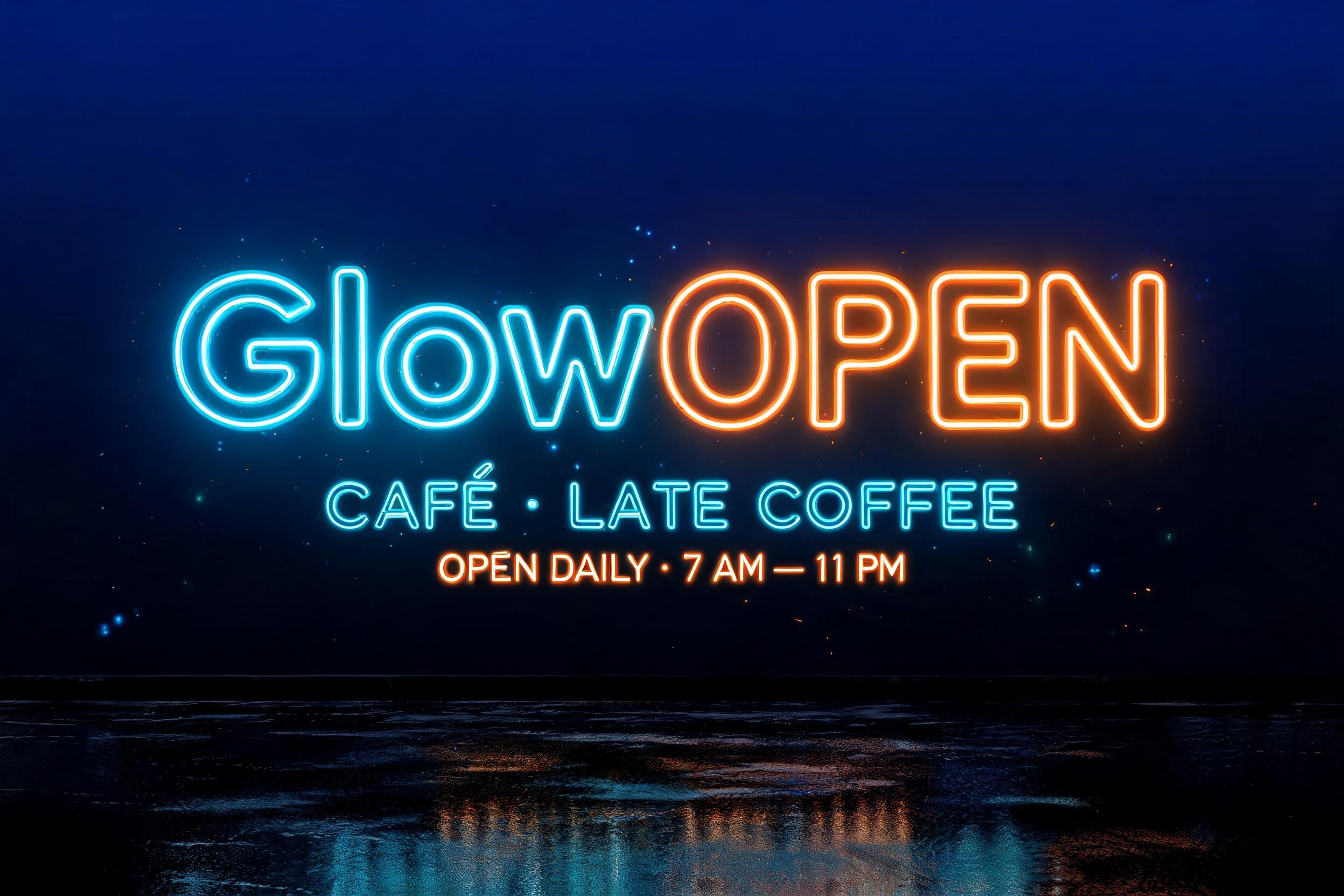 GlowOPEN
CAFÉ · LATE COFFEE
OPEN DAILY · 7 AM — 11 PM