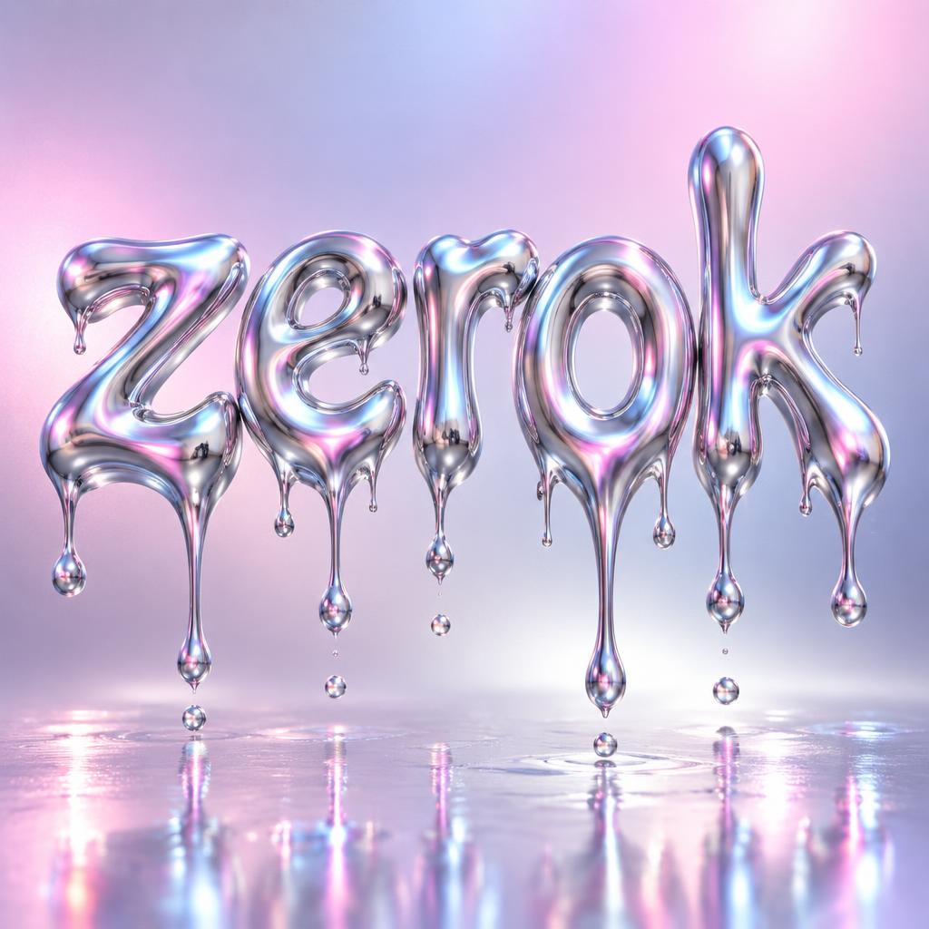 "zerok" — Y2k Liquid text effect