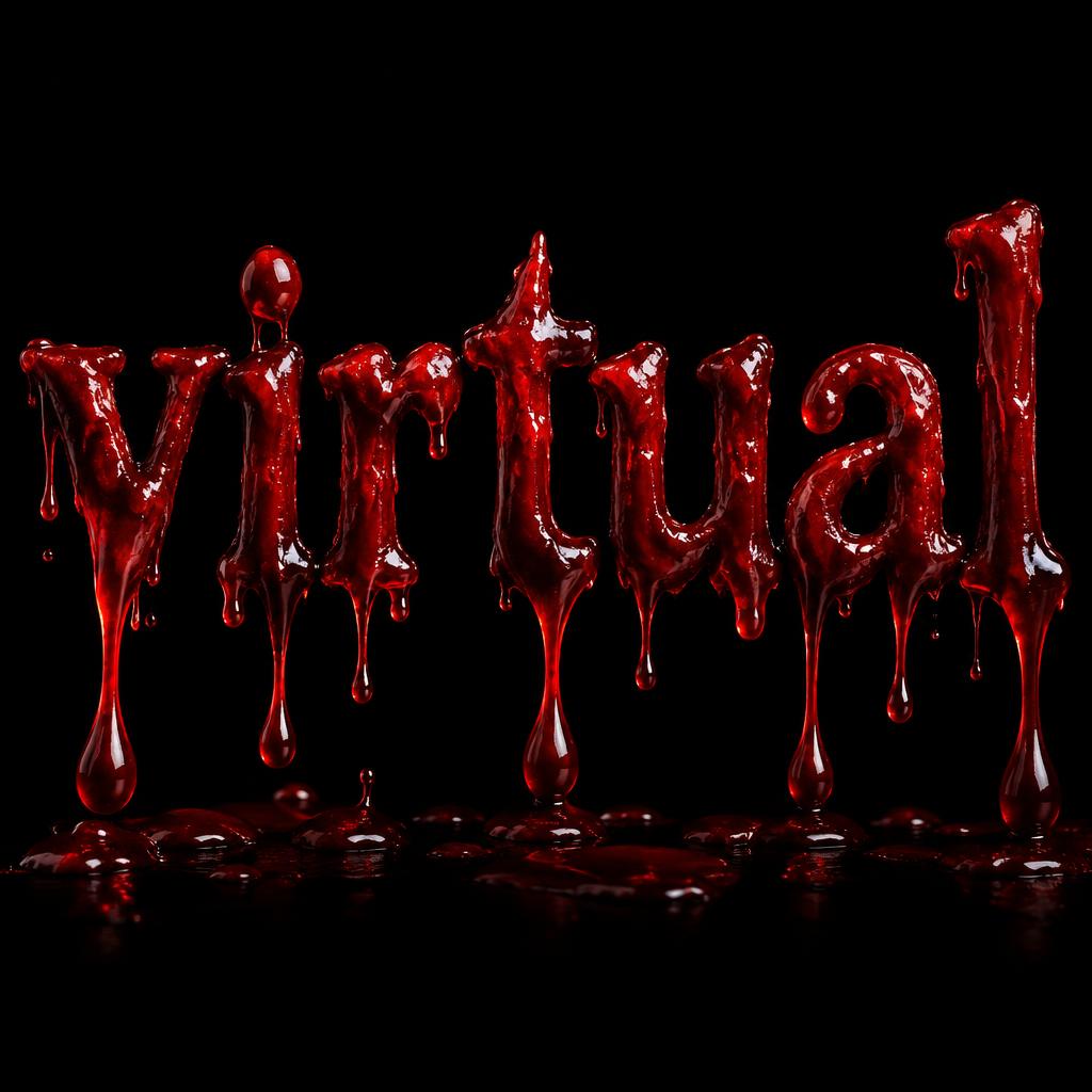 "virtual" — Drip Font Blood | AI Text Effect Generator