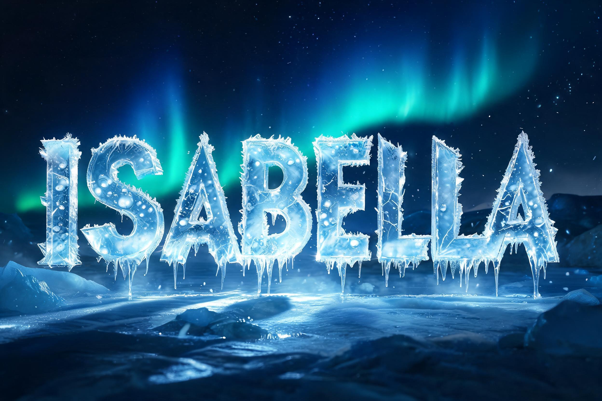 "Isabella" — Glass Frozen | AI Text Effect Generator
