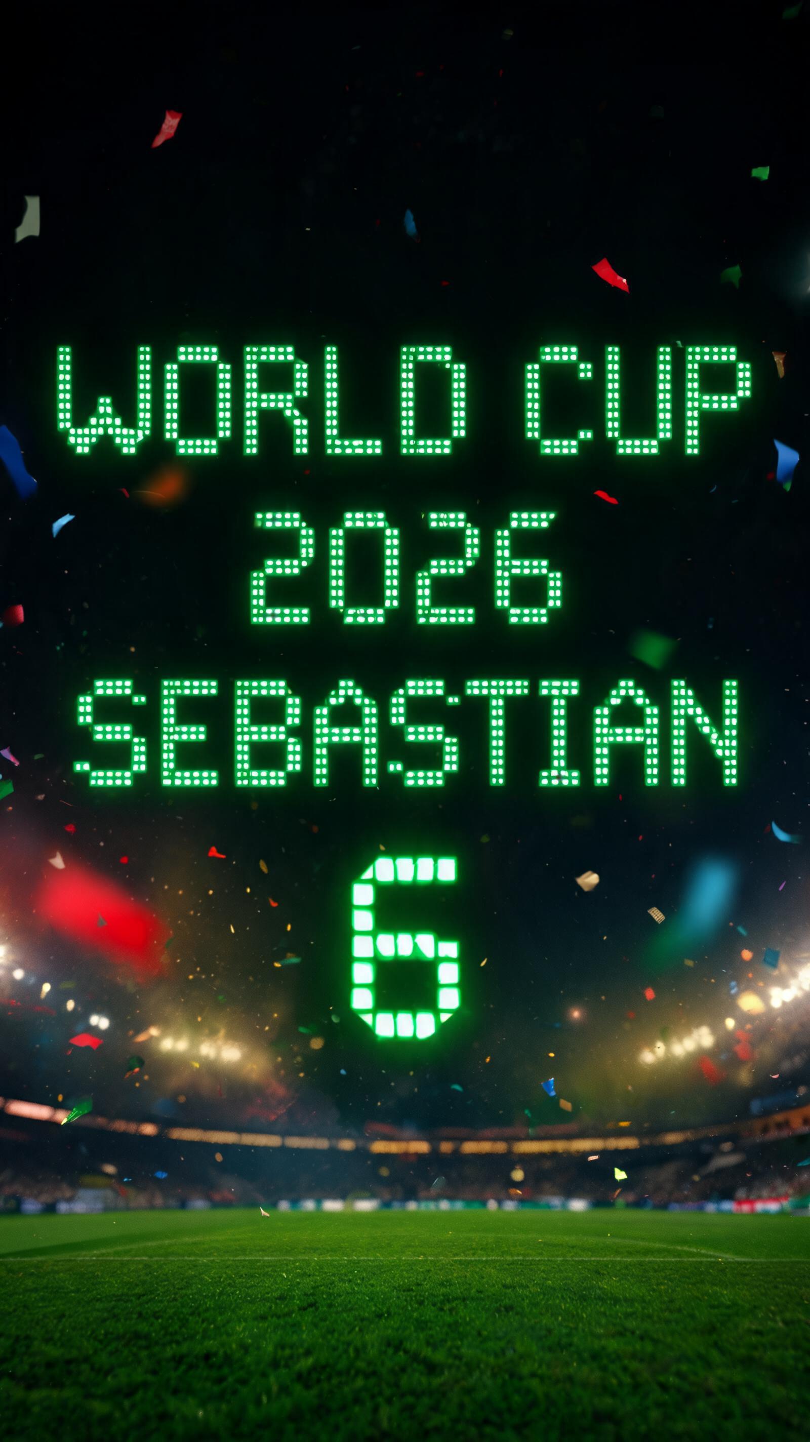 "WORLD CUP
2026
SEBASTIAN
6" — Sports Football | AI Text Effect Generator