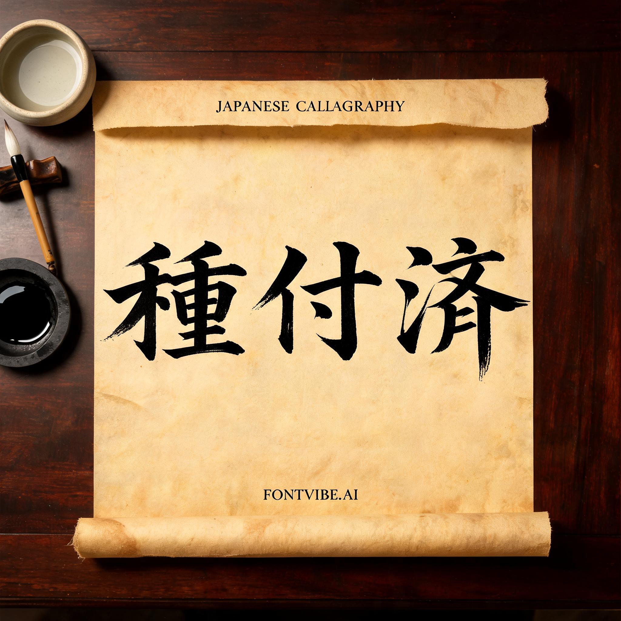 "種付済" — Brush Japanese Ink | AI Text Effect Generator