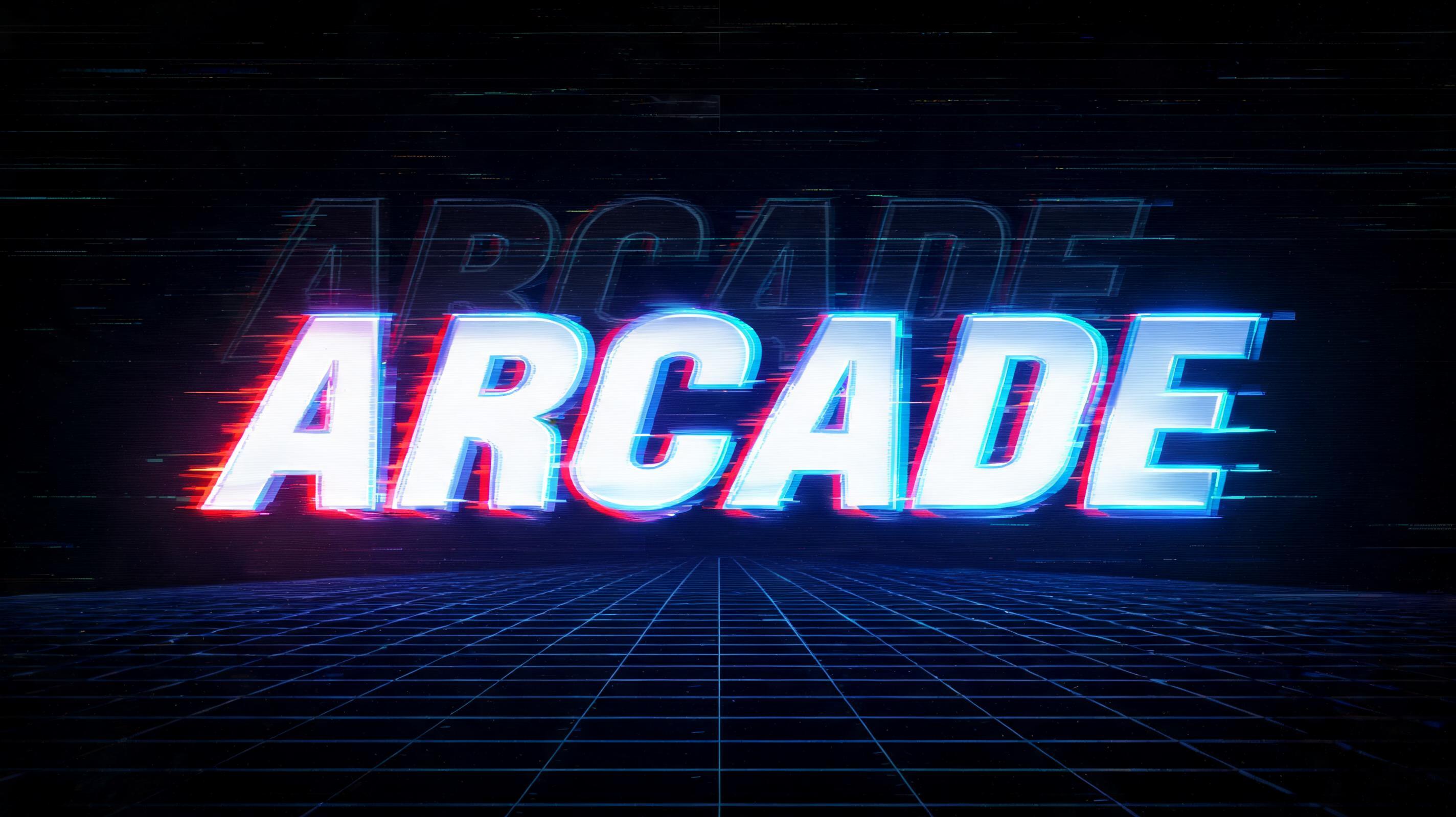 "ARCADE" — Cyberpunk Neon Glitch text effect