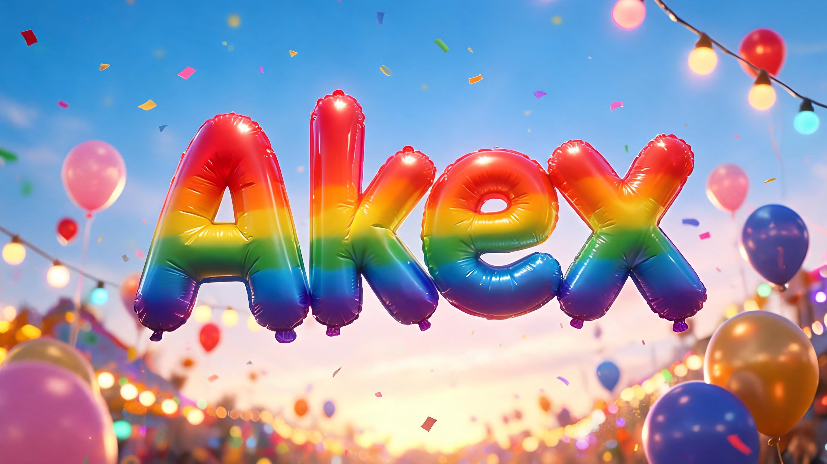 "Akex" — Rainbow text effect