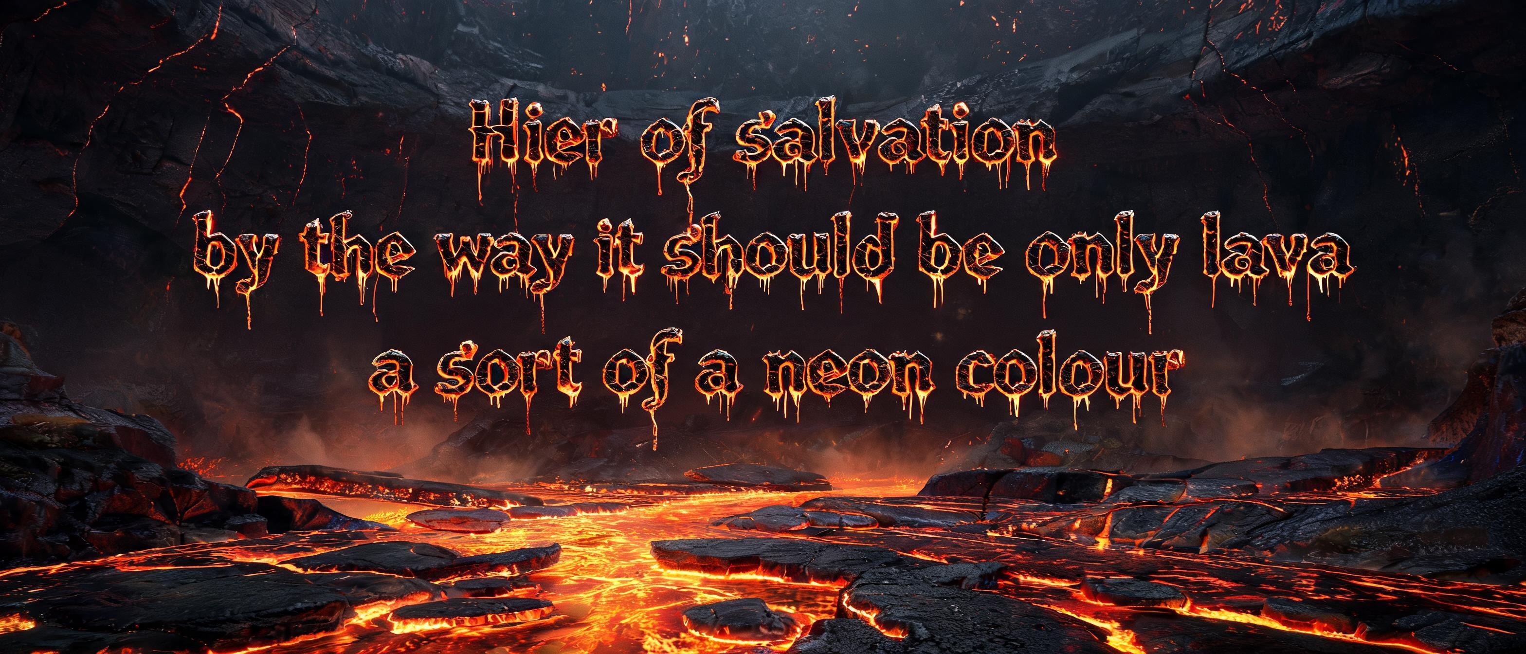 "Hier of salvation by the way it should be only lava a sort of a neon coclour" —  | AI Text Effect Generator