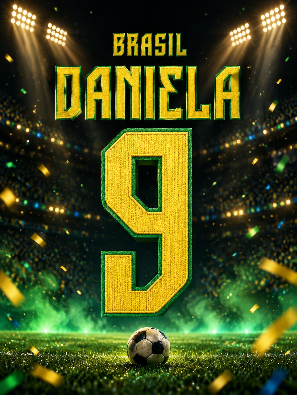 "9
DANIELA
BRASIL" — Sports Football | AI Text Effect Generator