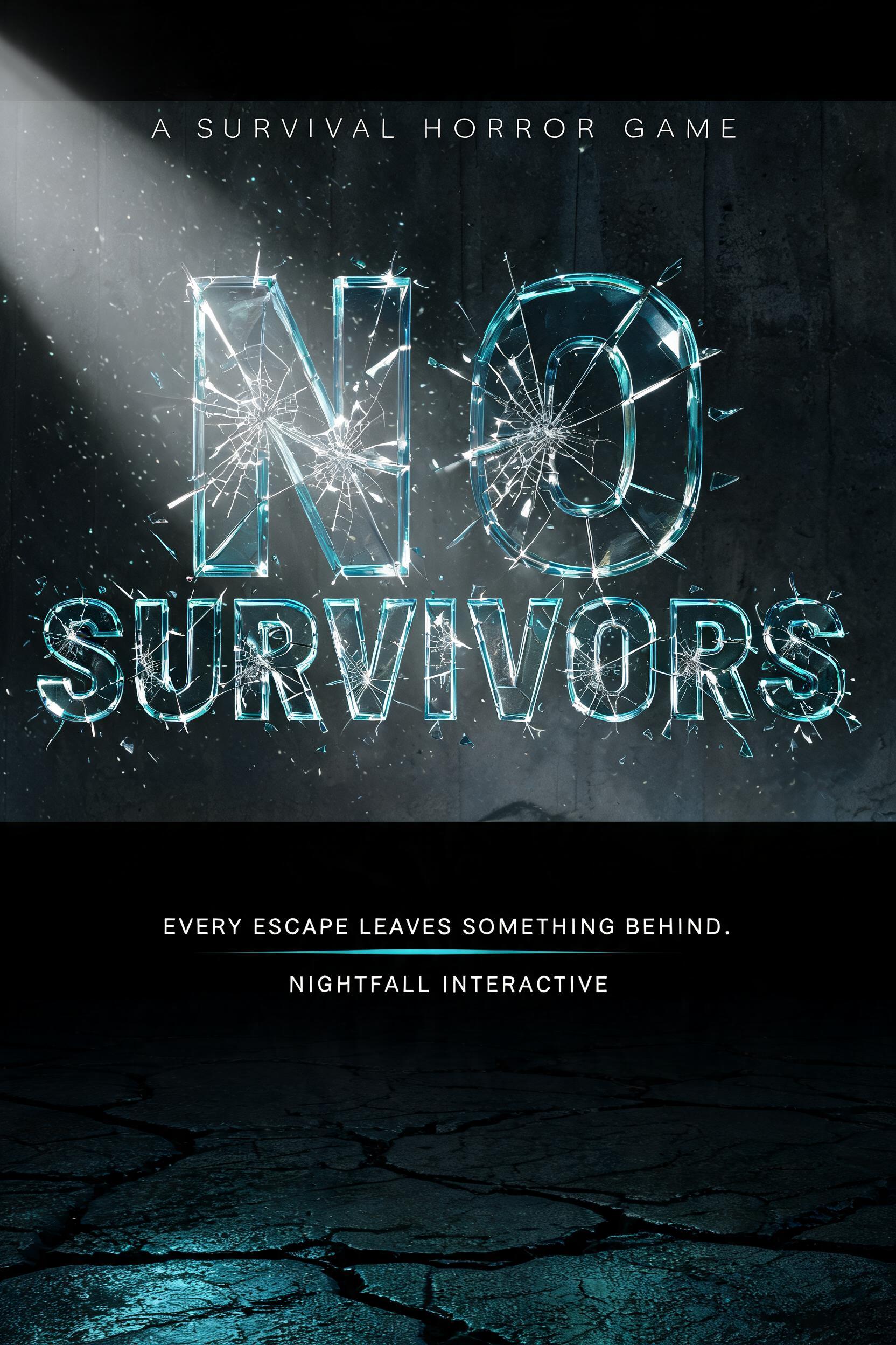 "NO
SURVIVORS
A SURVIVAL HORROR GAME
EVERY ESCAPE LEAVES SOMETHING BEHIND.
NIGHTFALL INTERACTIVE" — Glass Broken | AI Text Effect Generator