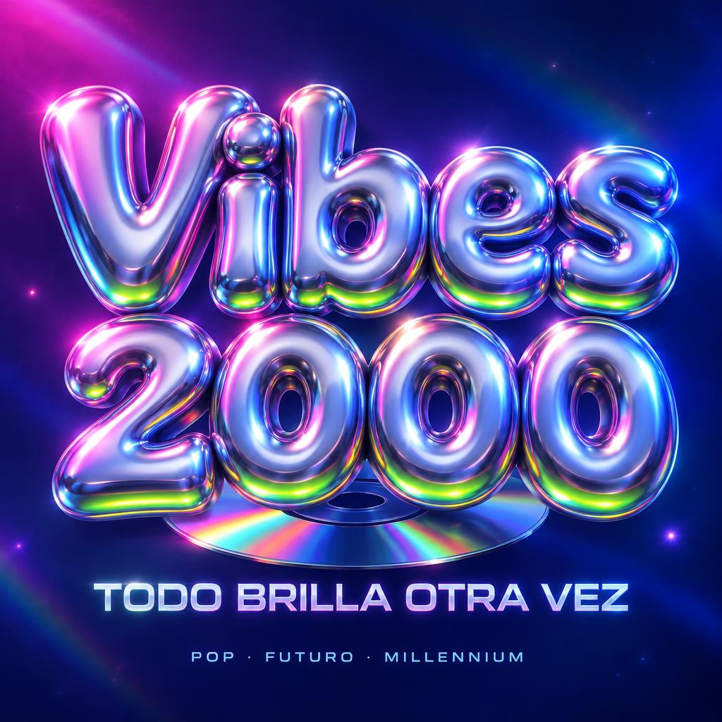 "Vibes 2000
TODO BRILLA OTRA VEZ
POP · FUTURO · MILLENNIUM" — Y2k | AI Text Effect Generator