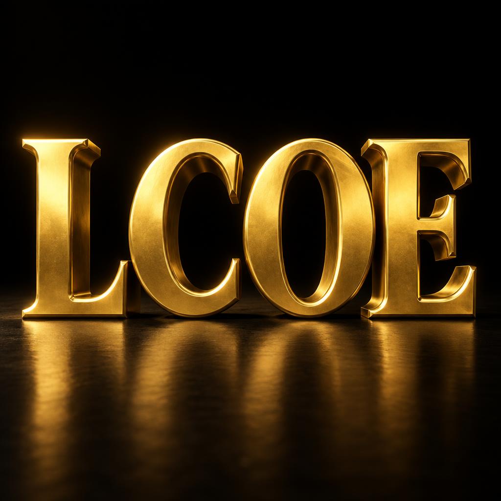 "LCOE" — 3d Bold Gold | AI Text Effect Generator