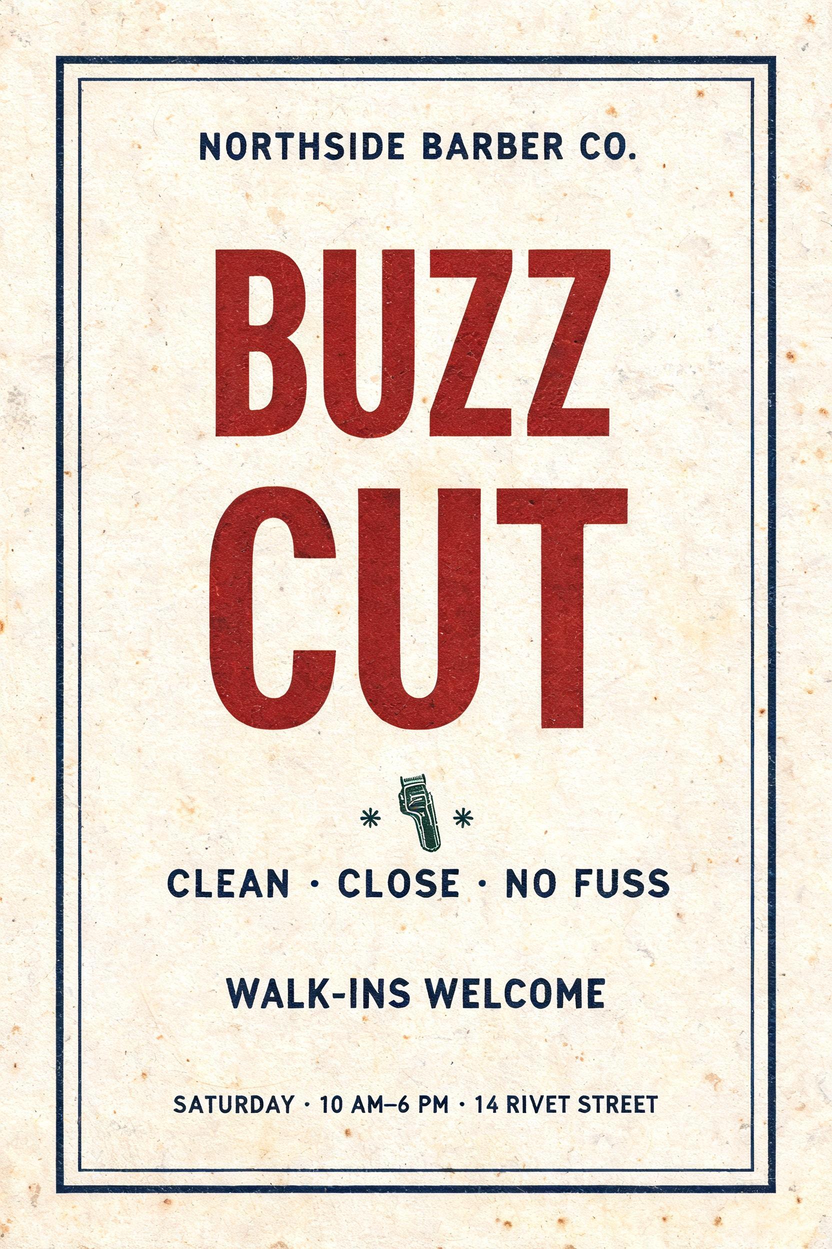 "buzz cut" — Vintage | AI Text Effect Generator