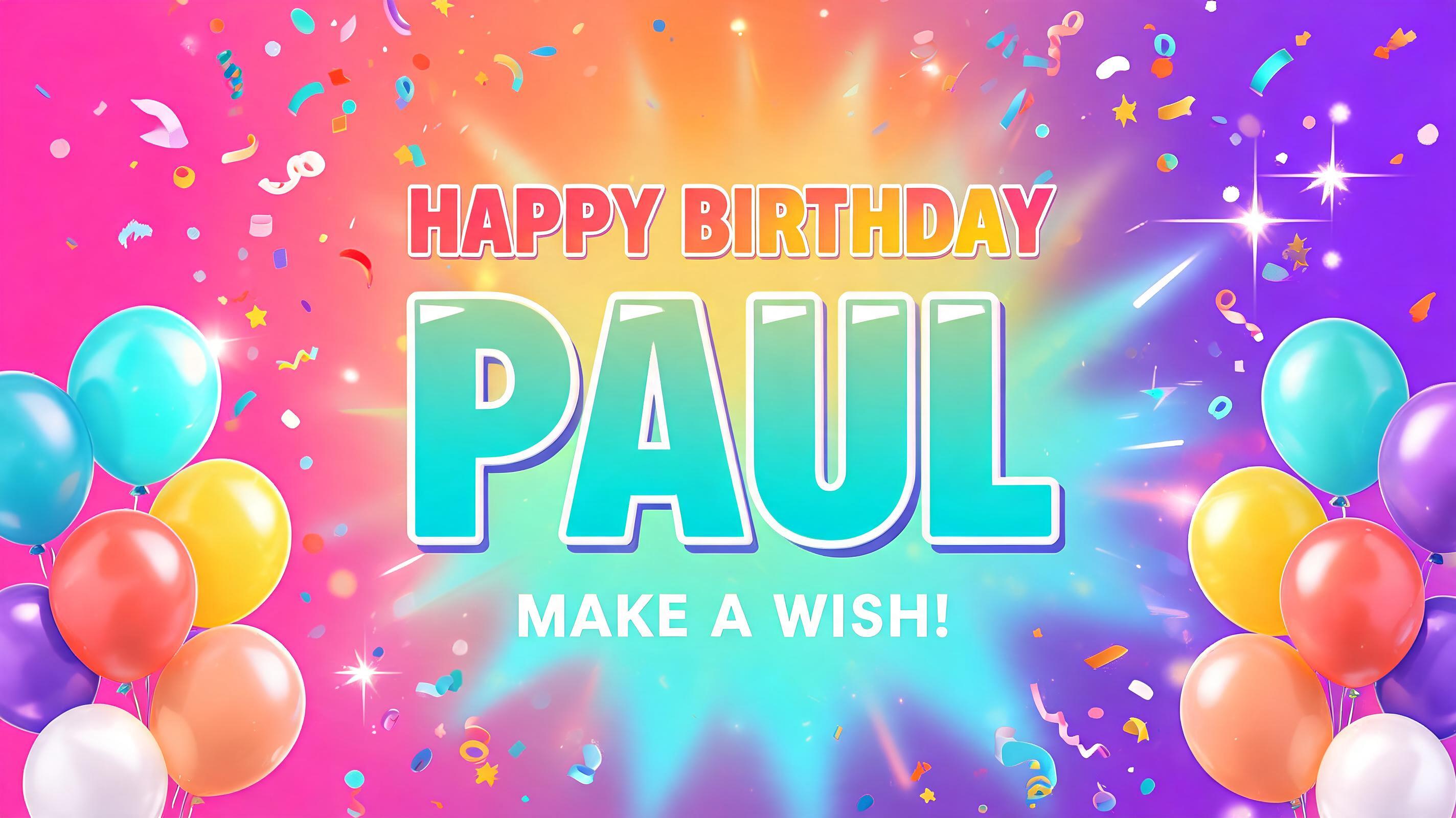 "HAPPY BIRTHDAY
PAUL
MAKE A WISH!" — Birthday | AI Text Effect Generator