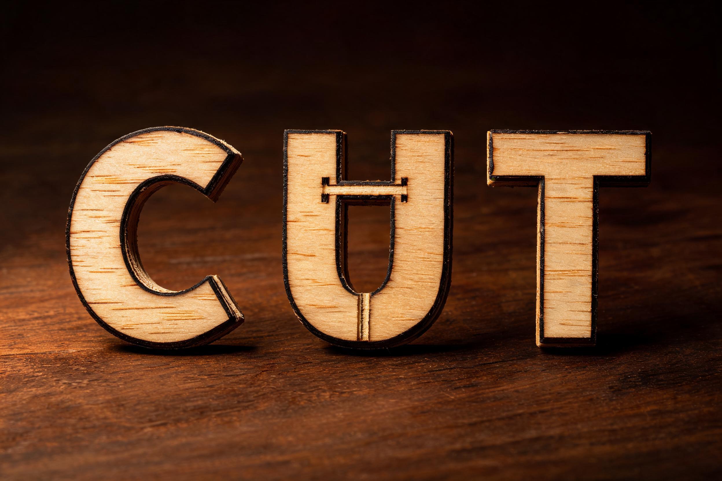 "CUT" — Laser Cut | AI Text Effect Generator