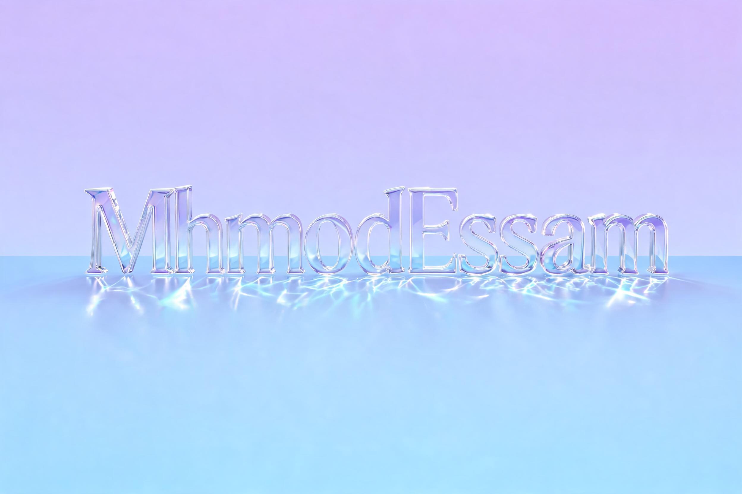 "MhmodEssam" — Glass | AI Text Effect Generator