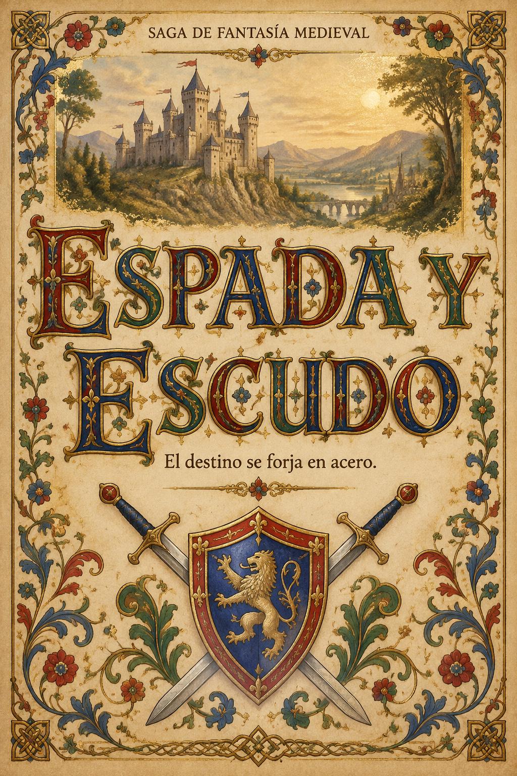 "ESPADA Y
ESCUDO
El destino se forja en acero.
SAGA DE FANTASÍA MEDIEVAL" — Medieval | AI Text Effect Generator