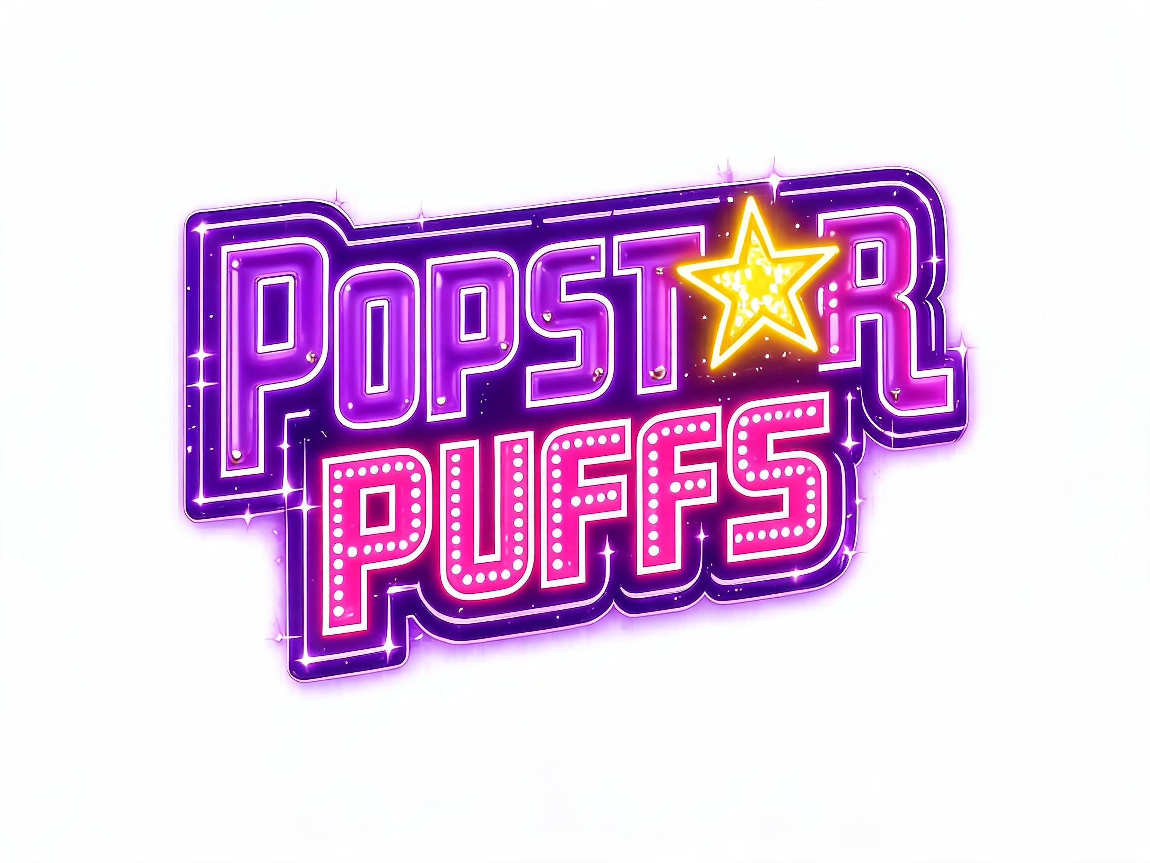 "POPSTAR PUFFS" — Neon Glow text effect