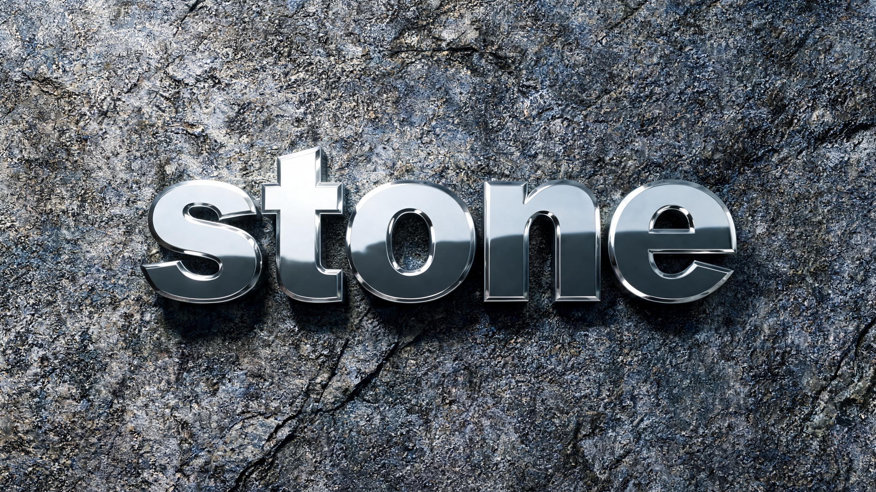 "stone" — Chrome Metal 3d | AI Text Effect Generator
