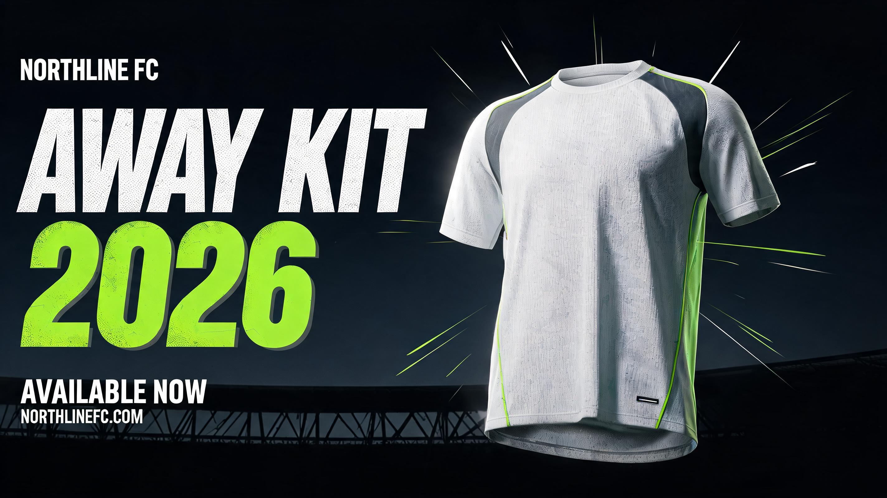 "Design a wide kit graphic reading Away Kit 2026 for our launch post" — Sports | AI Text Effect Generator