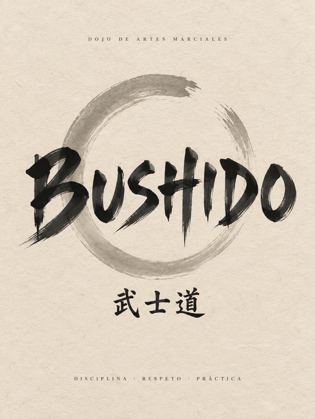 "BUSHIDO
武士道
DOJO DE ARTES MARCIALES
DISCIPLINA · RESPETO · PRÁCTICA" — Brush Japanese Ink | AI Text Effect Generator