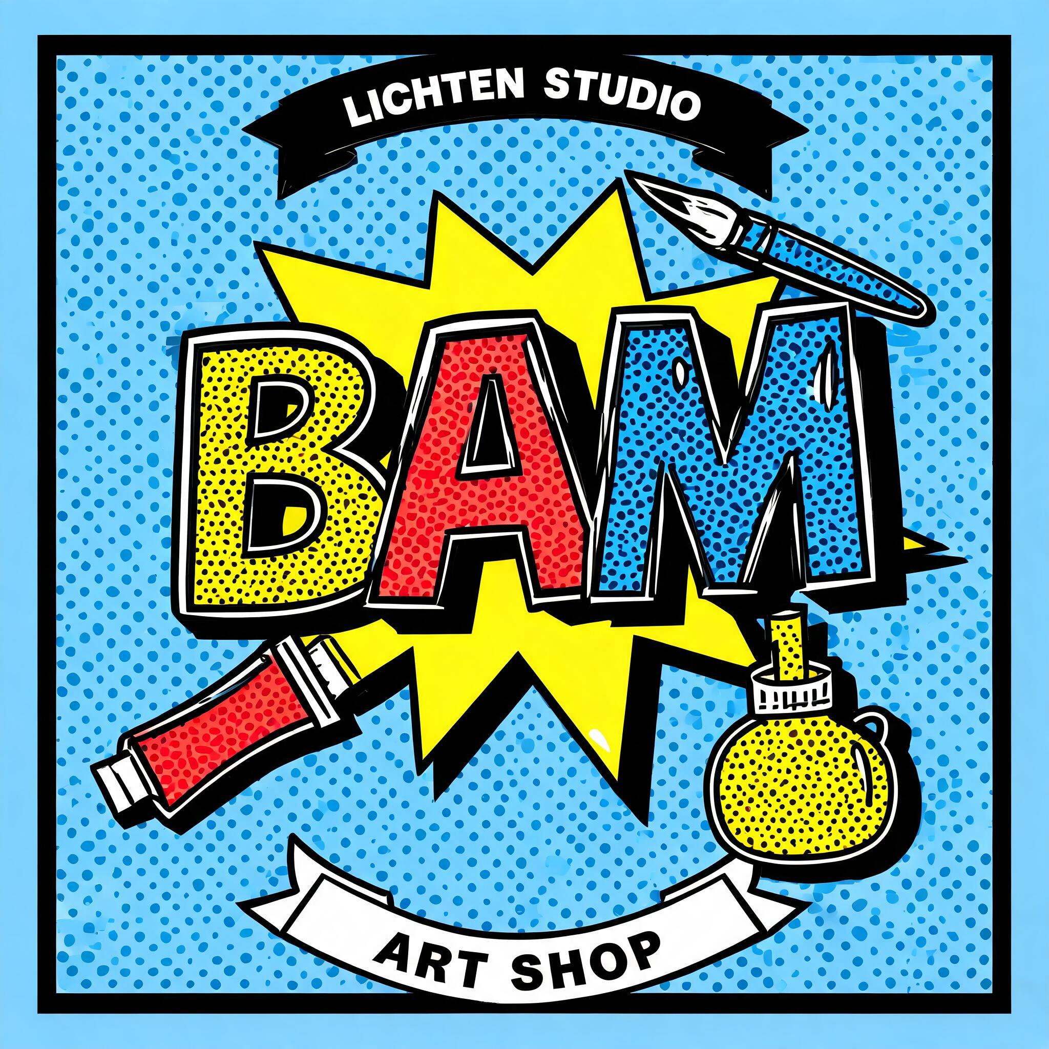 "BAM
LICHTEN STUDIO
ART SHOP" — Pop Art | AI Text Effect Generator