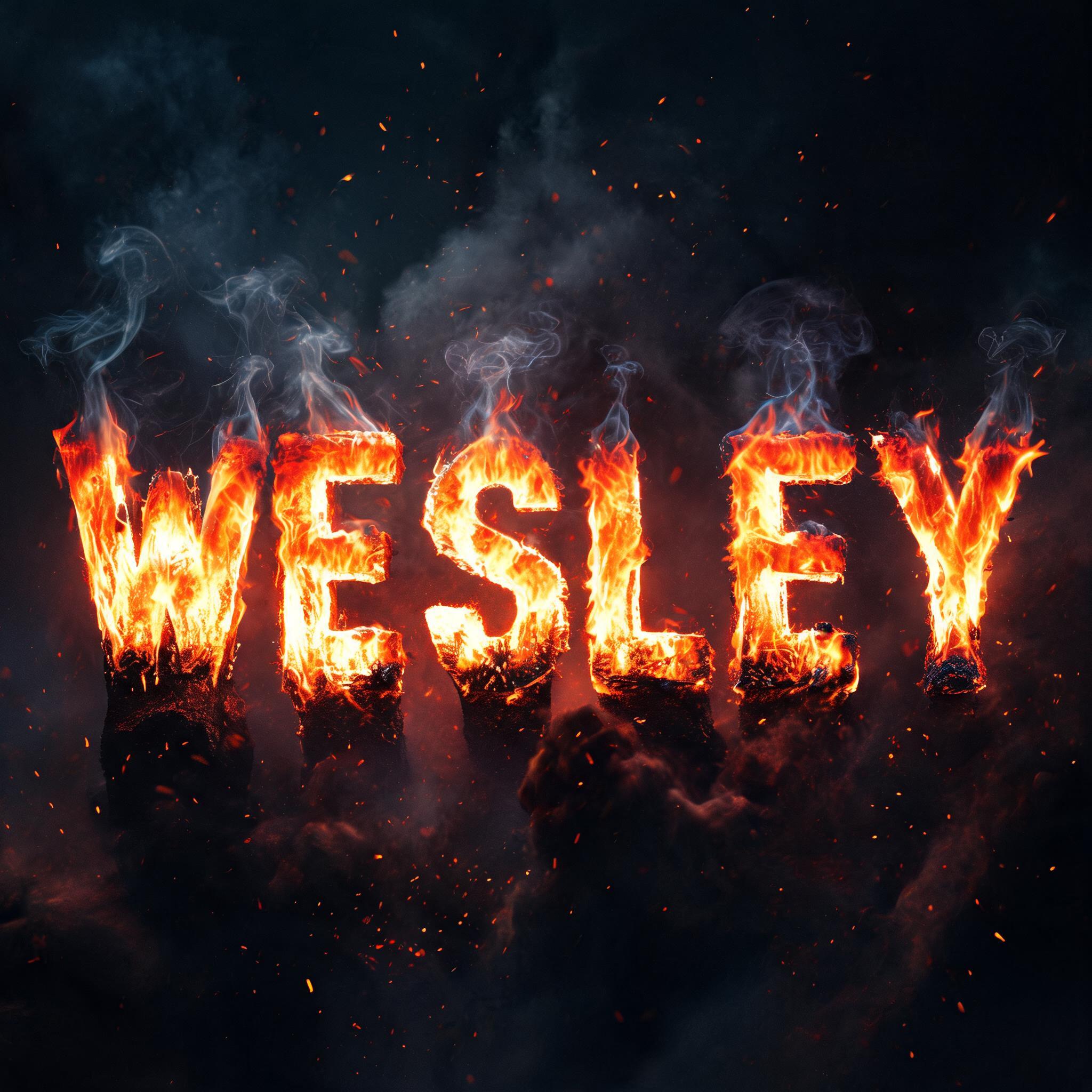 "WESLEY" — Fire Smoke | AI Text Effect Generator