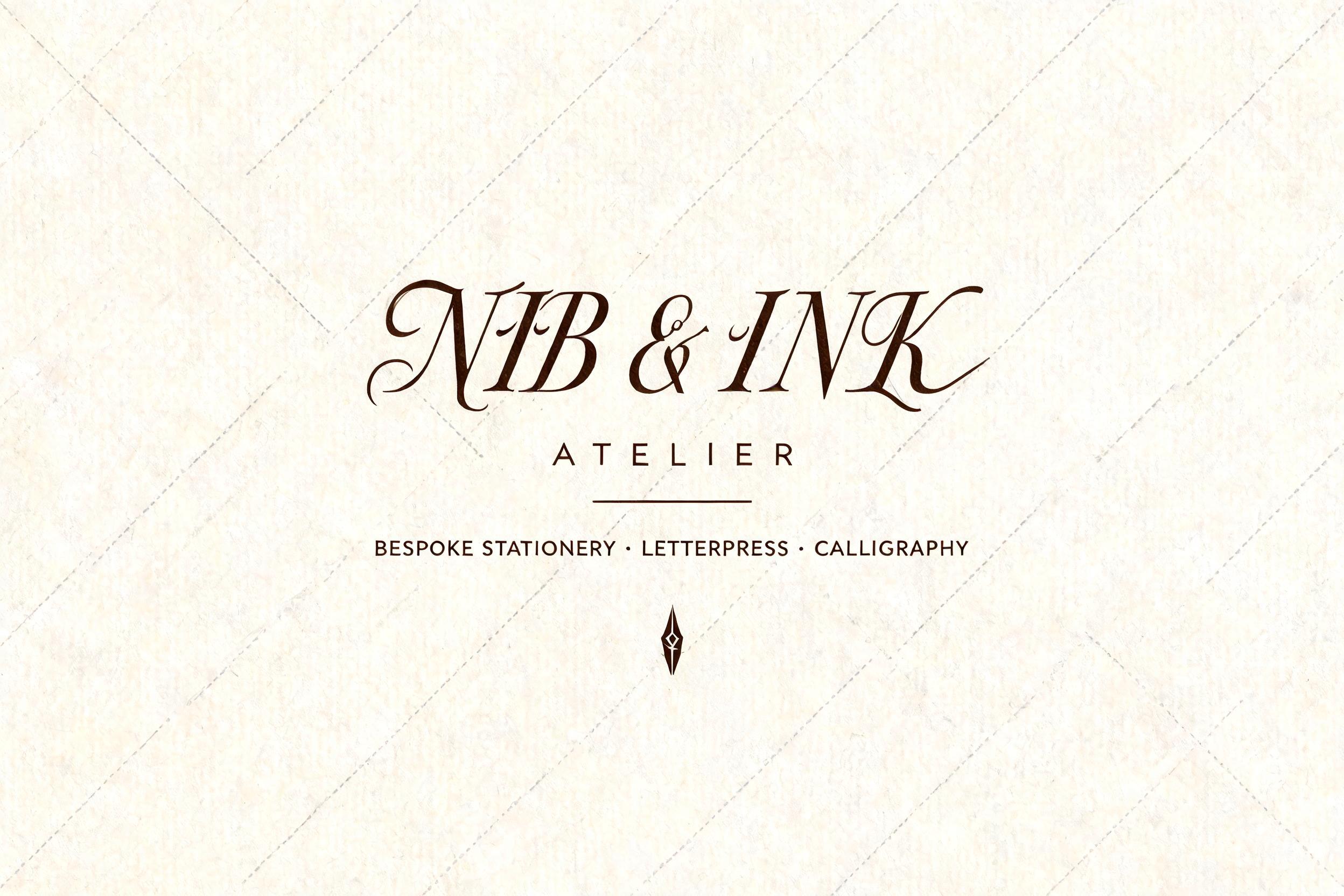 "NIB & INK
ATELIER
BESPOKE STATIONERY · LETTERPRESS · CALLIGRAPHY" — Cursive Calligraphy | AI Text Effect Generator
