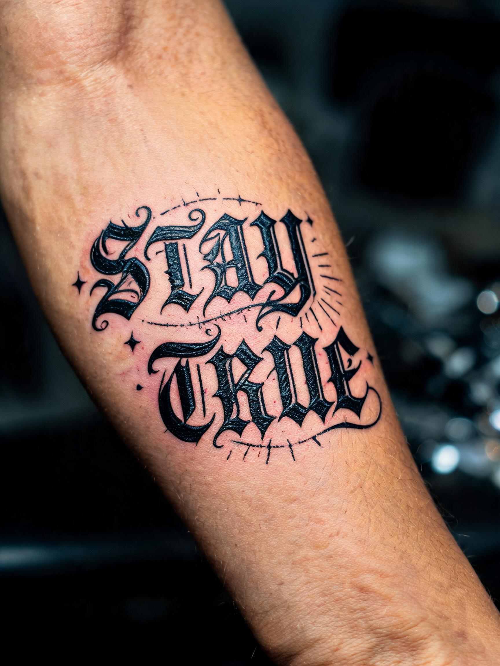 "STAY TRUE" — Tattoo | AI Text Effect Generator