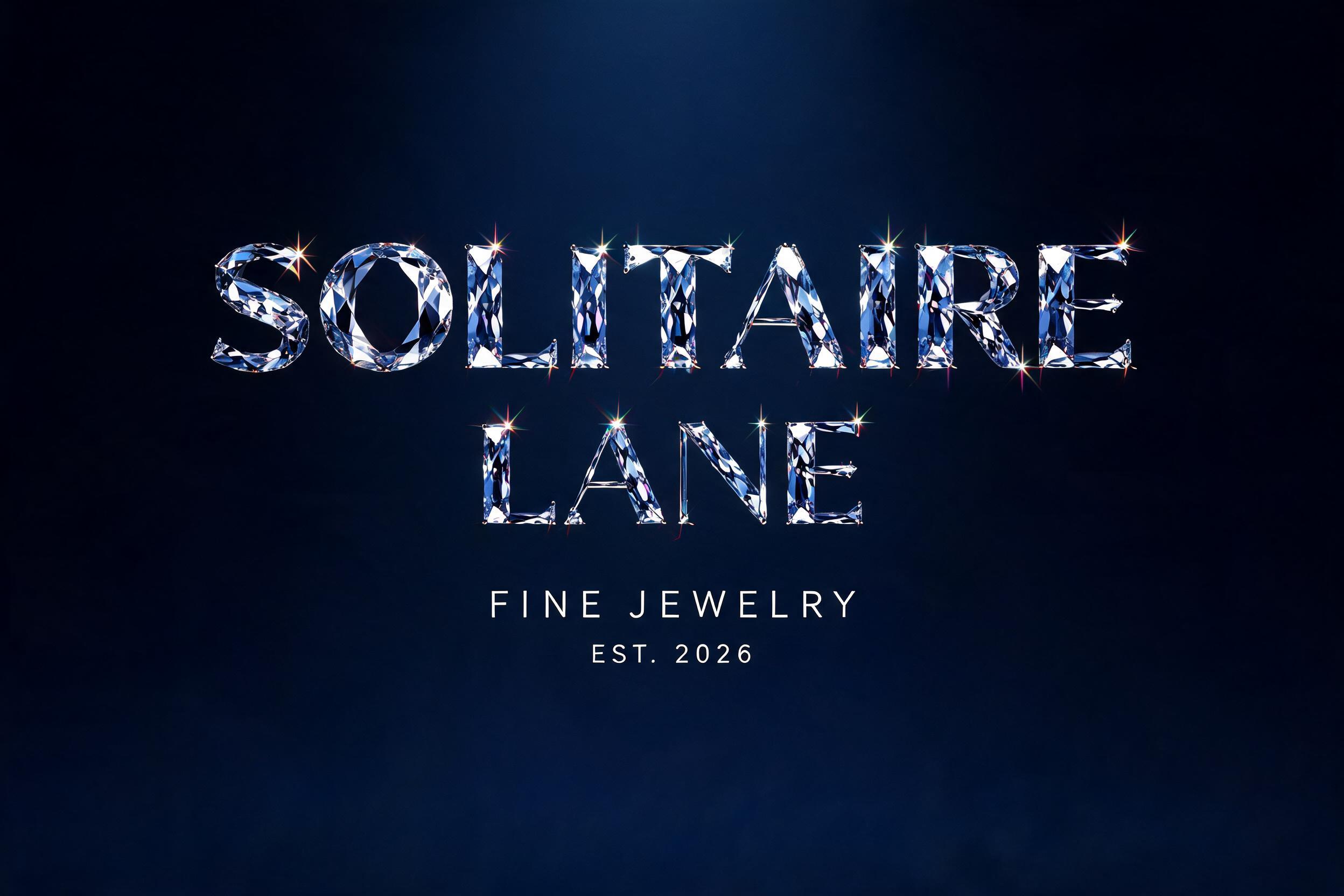 "SOLITAIRE
LANE
FINE JEWELRY
EST. 2026" — Glass Crystal | AI Text Effect Generator
