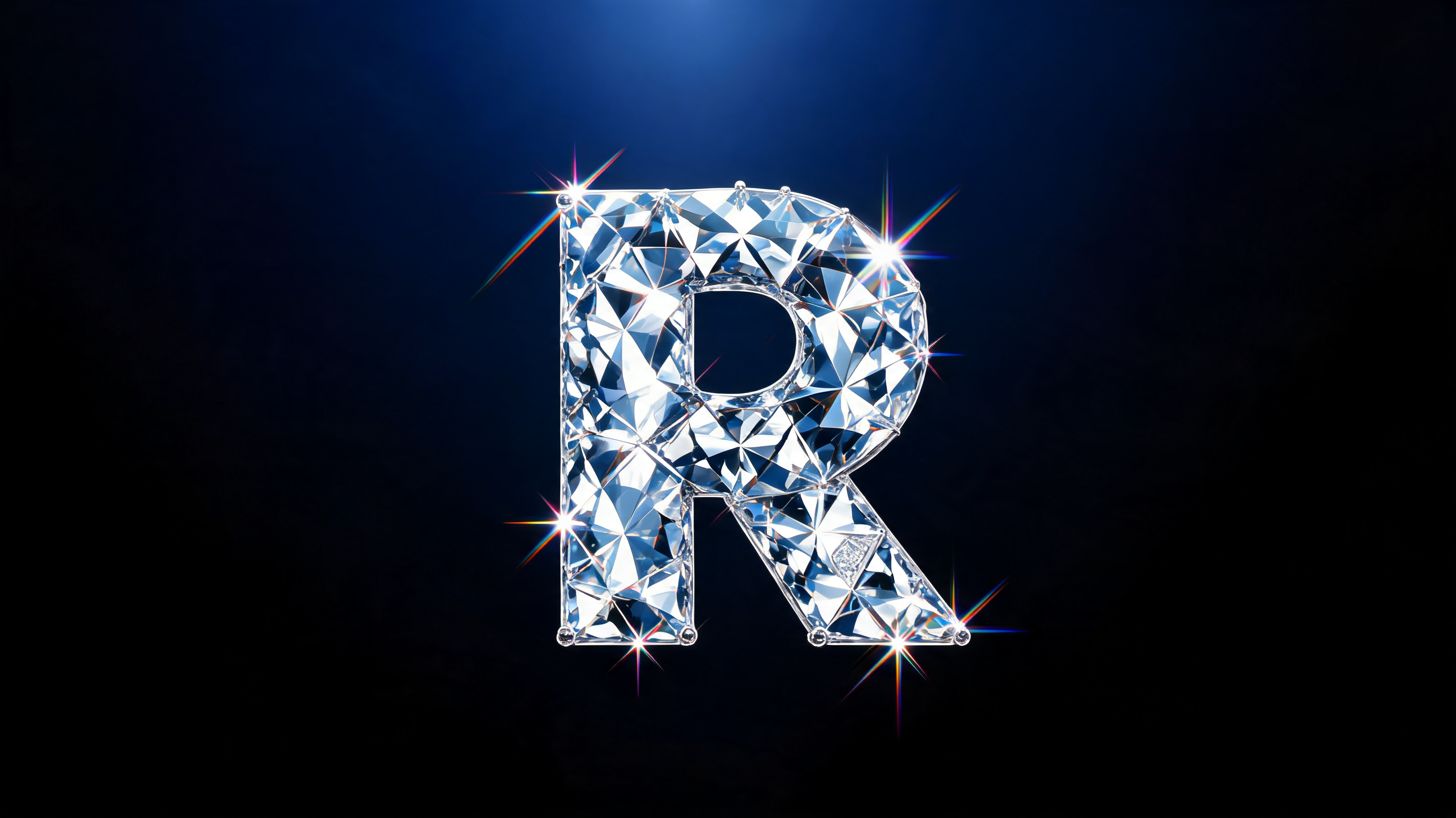 "R" — Glass Crystal | AI Text Effect Generator