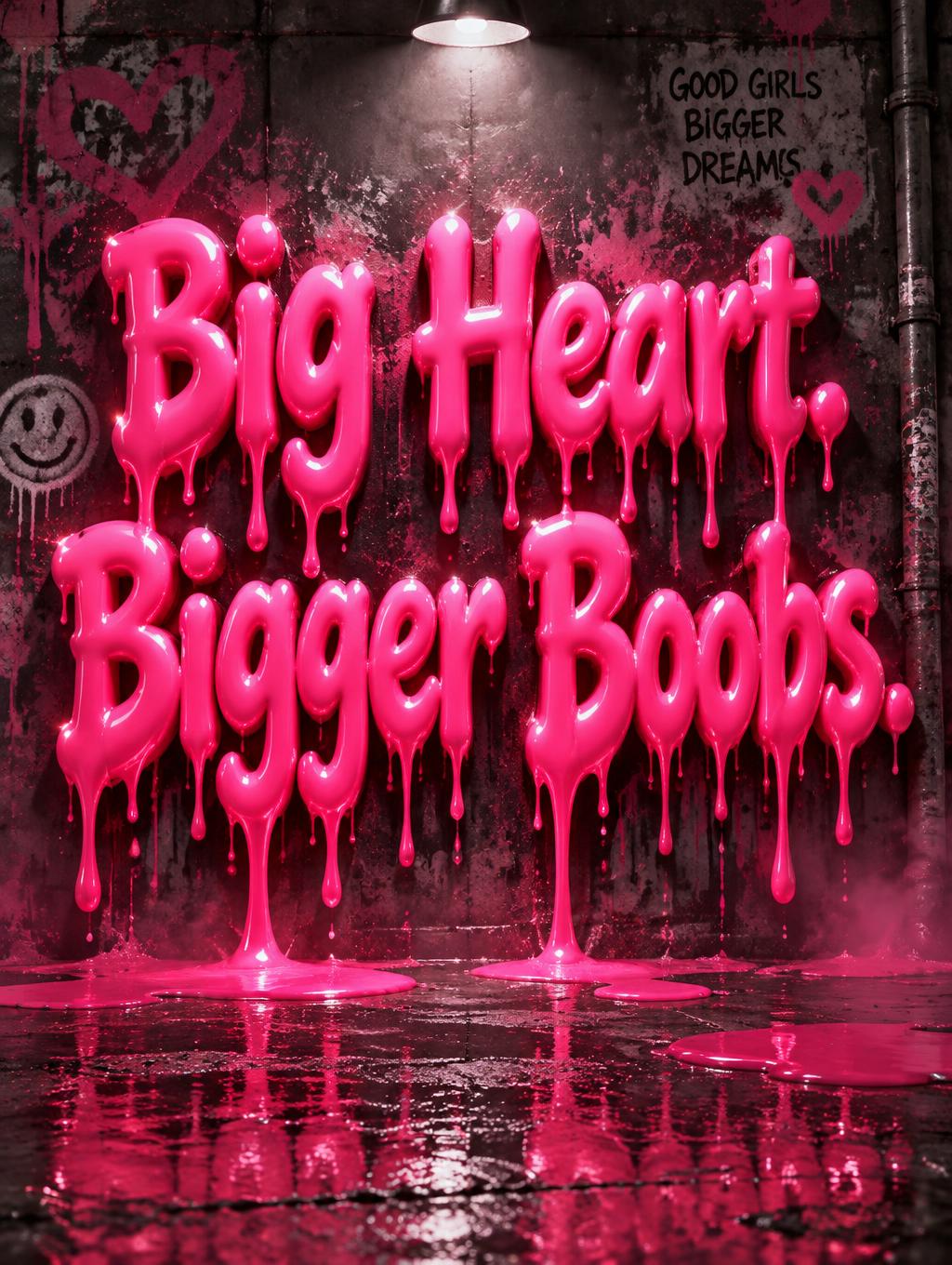 "Big Heart. Bigger Boobs." — Drip Font | AI Text Effect Generator