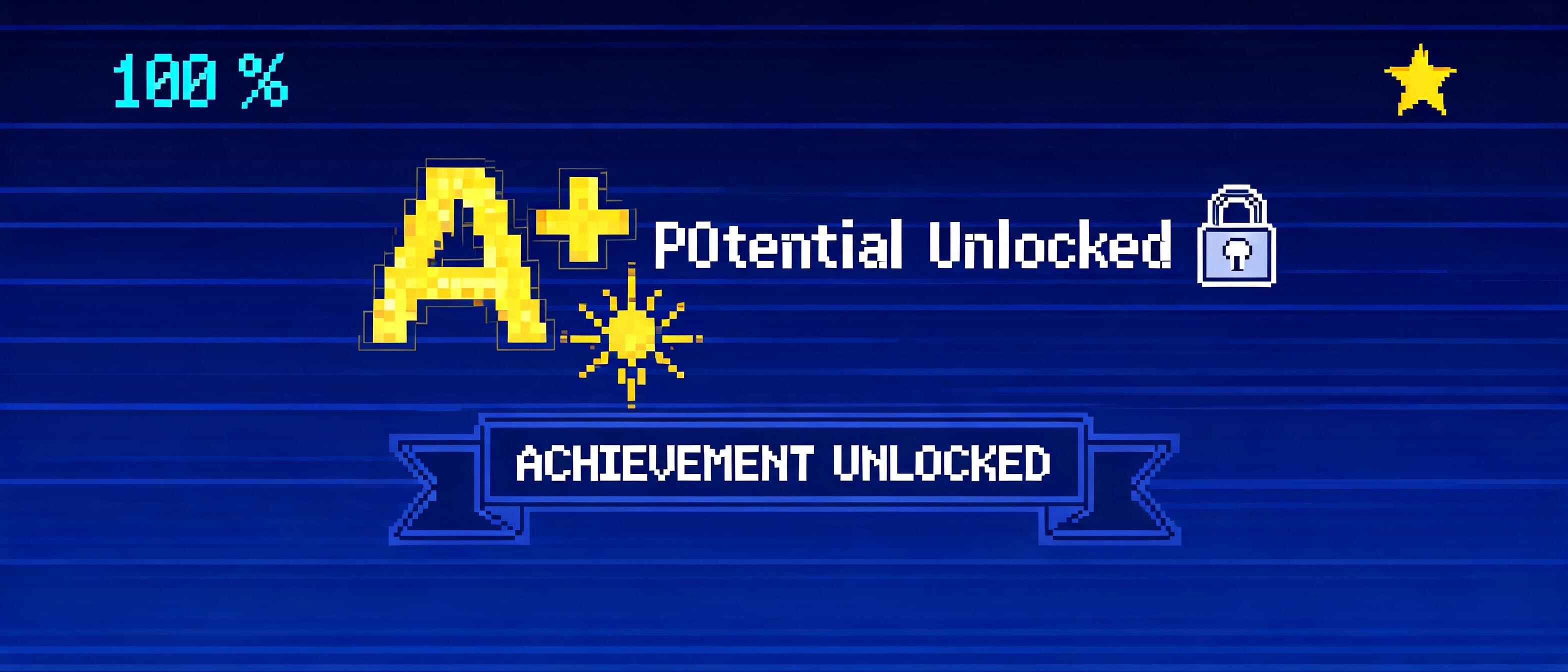 "A+POtential Unlocked" — Pixel Art | AI Text Effect Generator