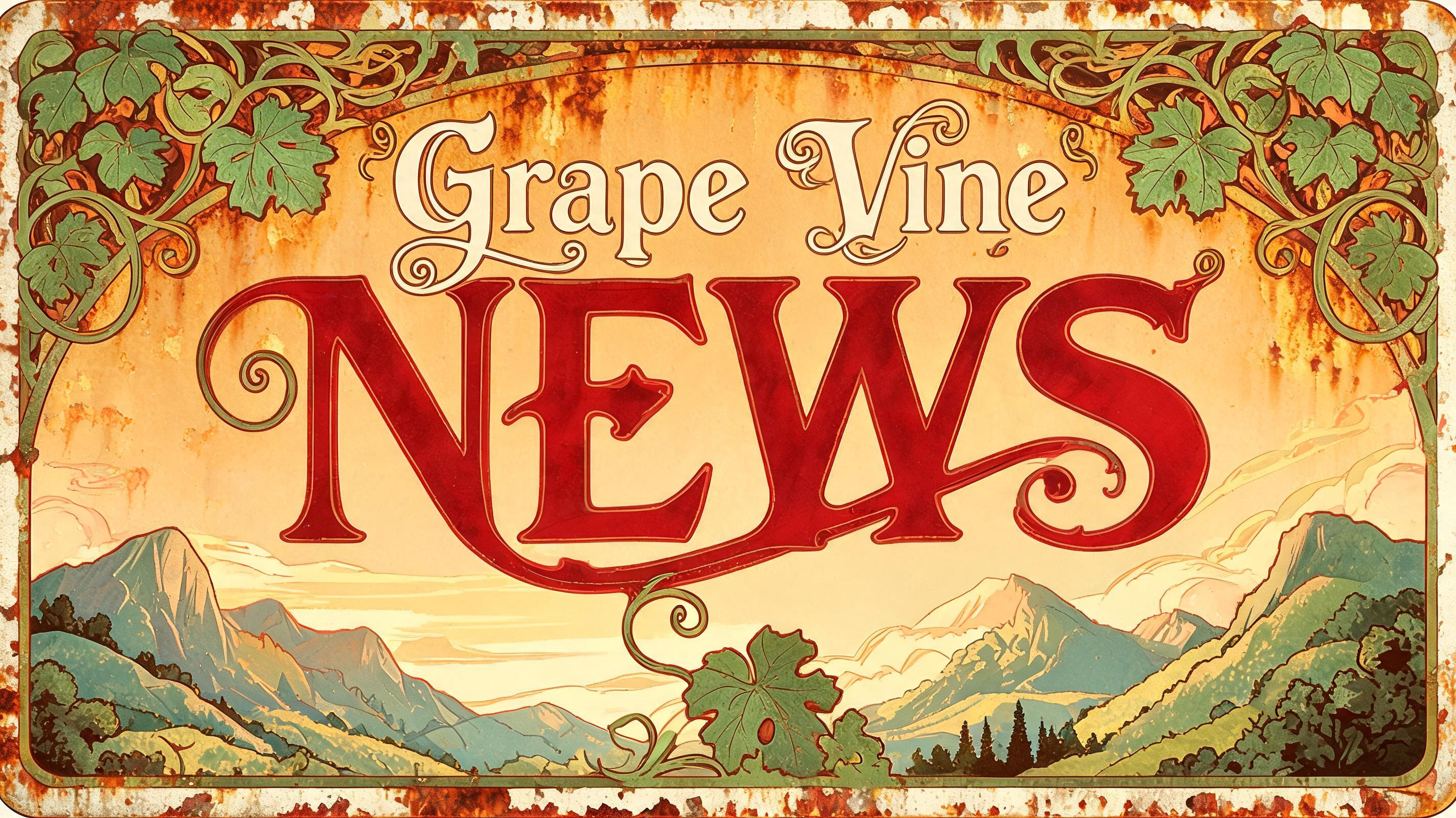 "Grape Vine NEWS" — Vintage text effect