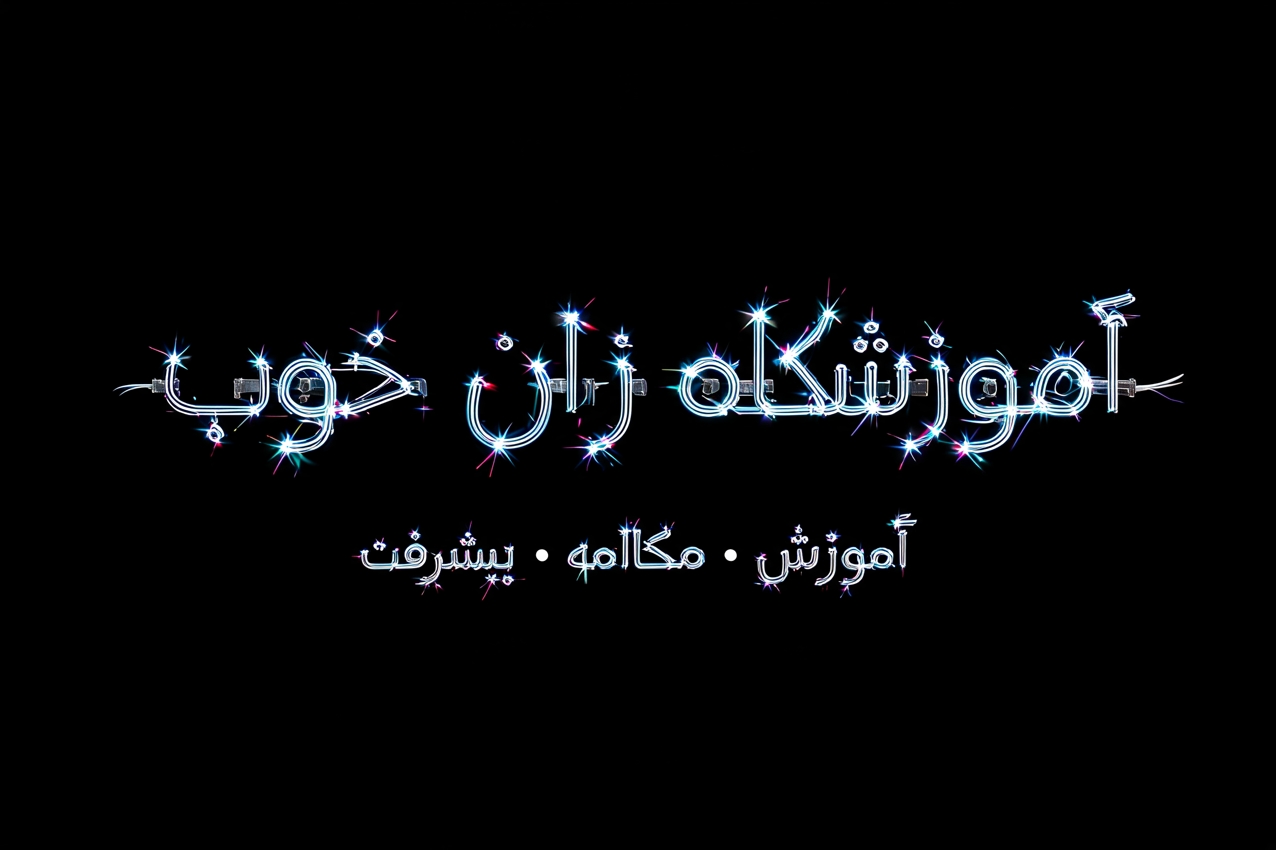 "آموزشگاه زبان خوب
آموزش • مکالمه • پیشرفت" — Neon Glow | AI Text Effect Generator