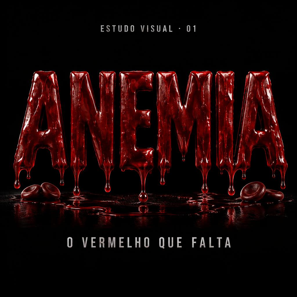 "ANEMIA
O VERMELHO QUE FALTA
ESTUDO VISUAL · 01" — Drip Font Blood | AI Text Effect Generator