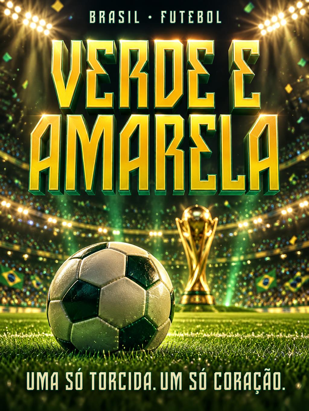 "VERDE E AMARELA
BRASIL • FUTEBOL
UMA SÓ TORCIDA. UM SÓ CORAÇÃO." — Sports Football | AI Text Effect Generator