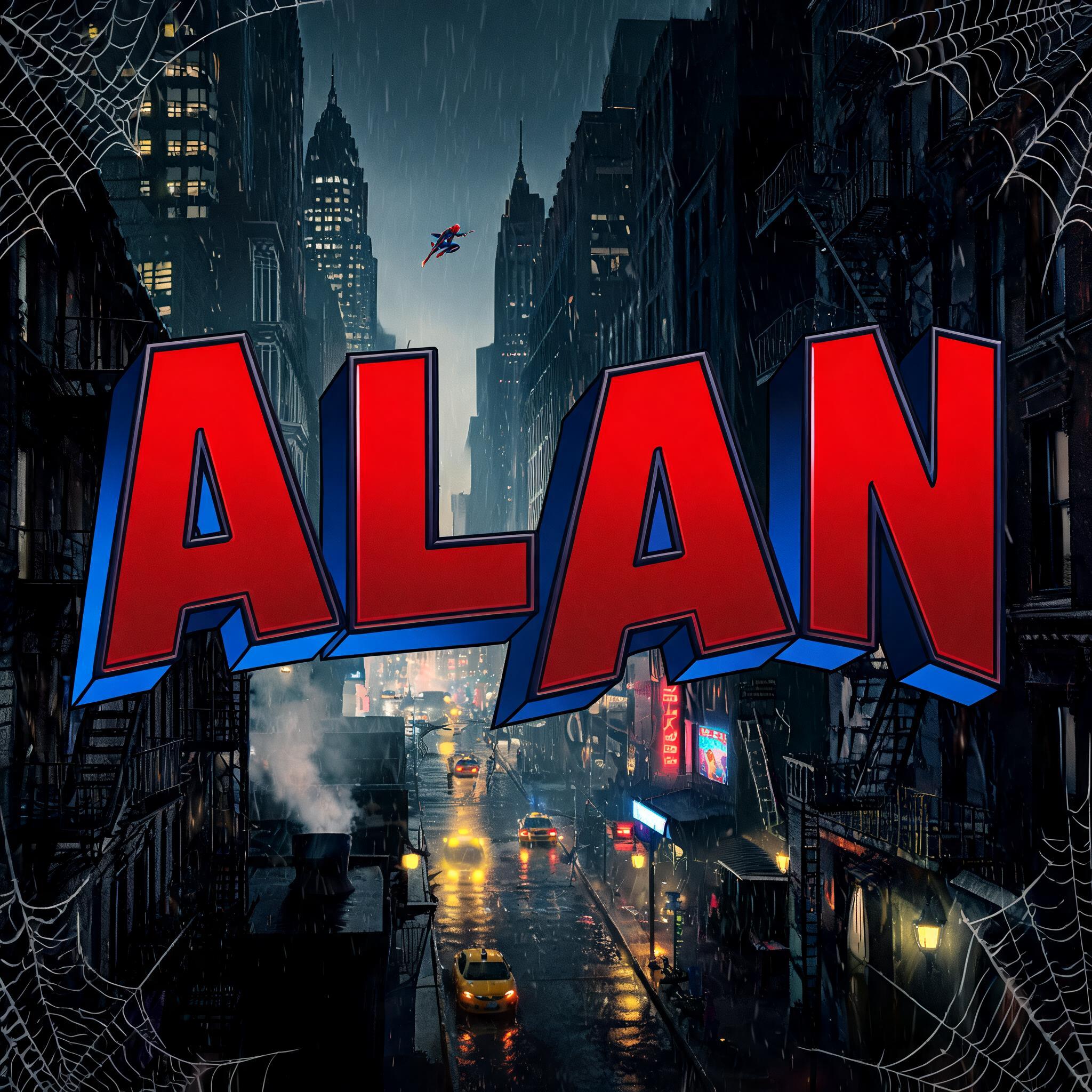"ALAN" — Spider Hero | AI Text Effect Generator