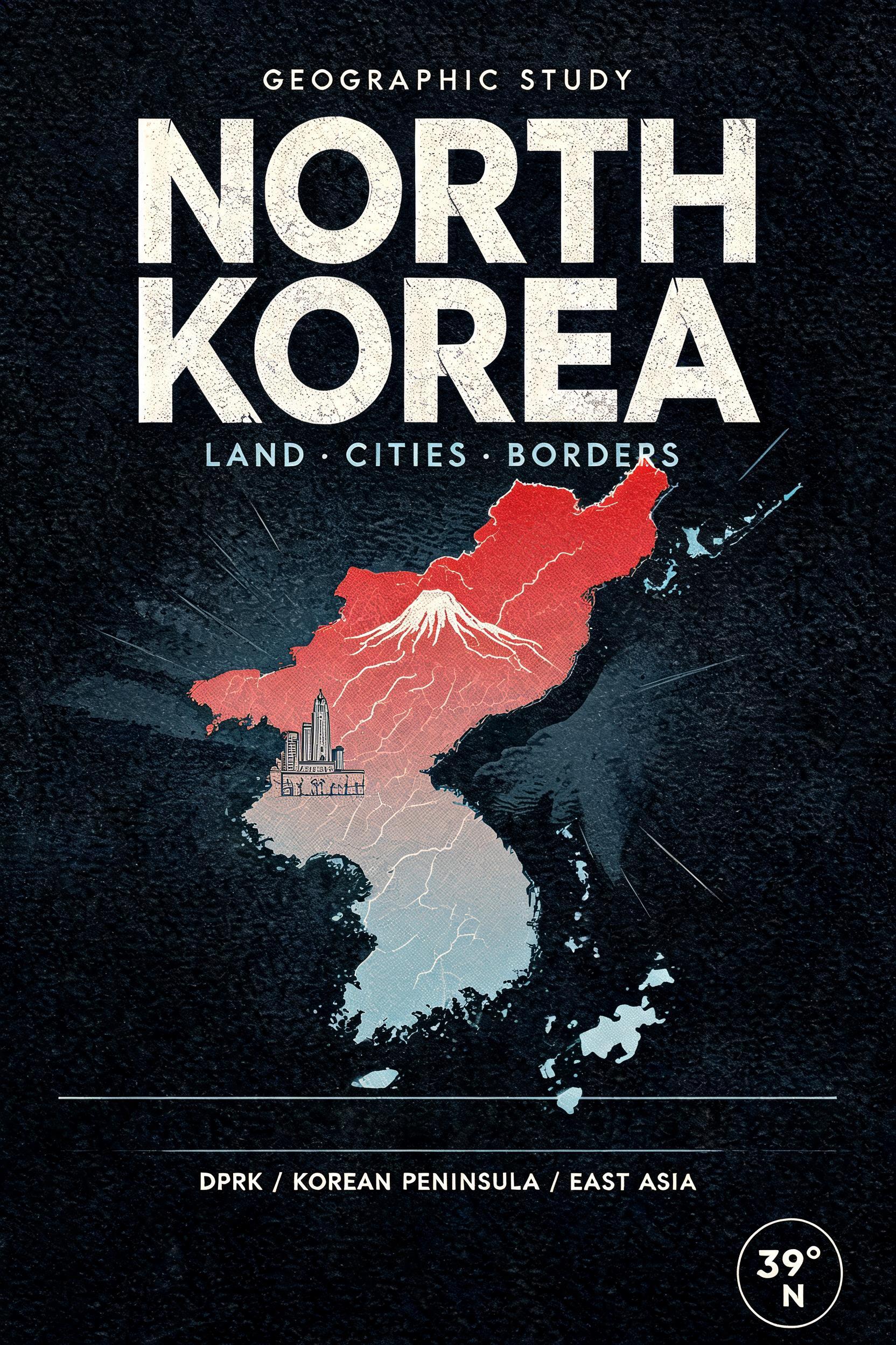 NORTH
KOREA
GEOGRAPHIC STUDY
LAND · CITIES · BORDERS
DPRK / KOREAN PENINSULA / EAST ASIA
39° N