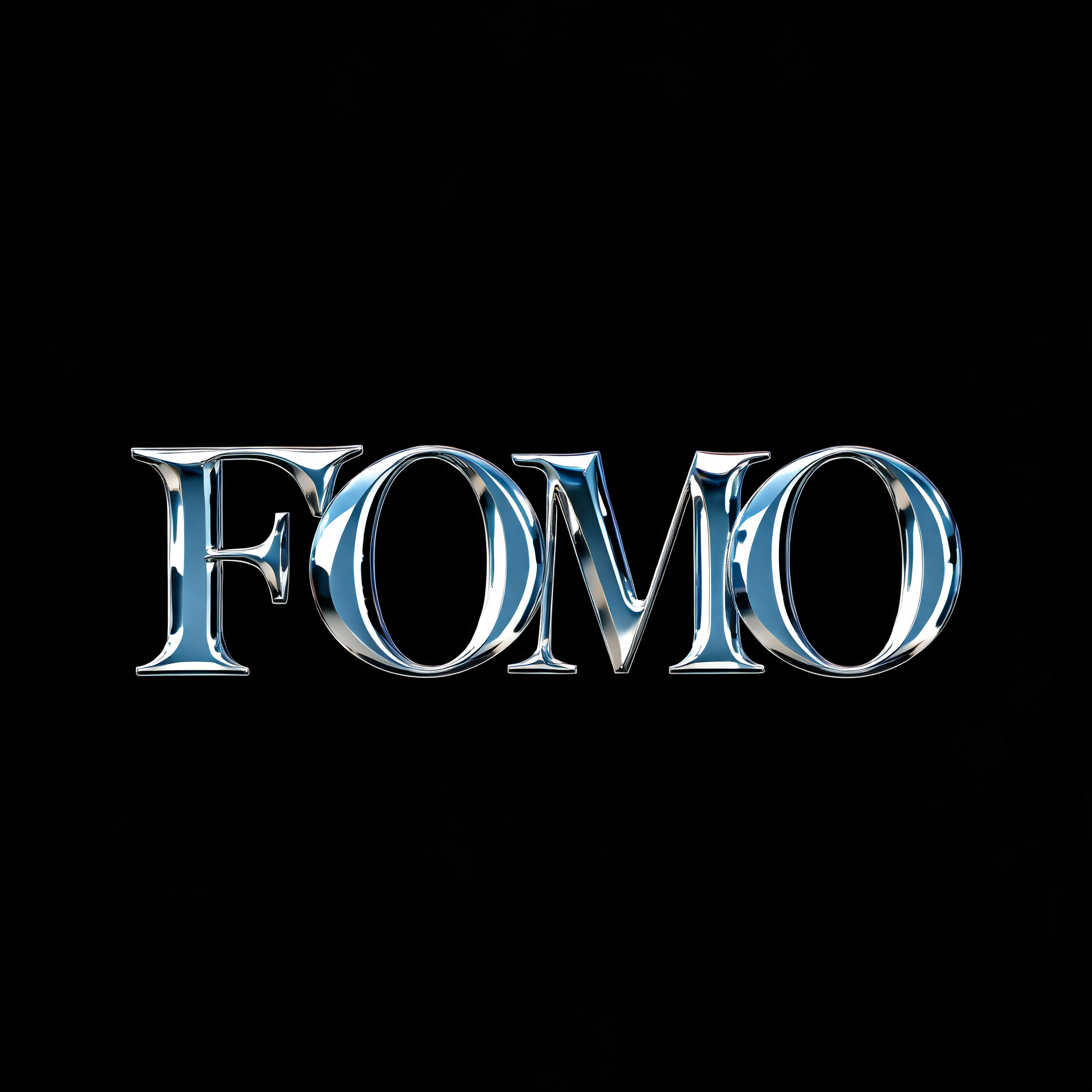"FOMO" — Cyberpunk Chrome text effect