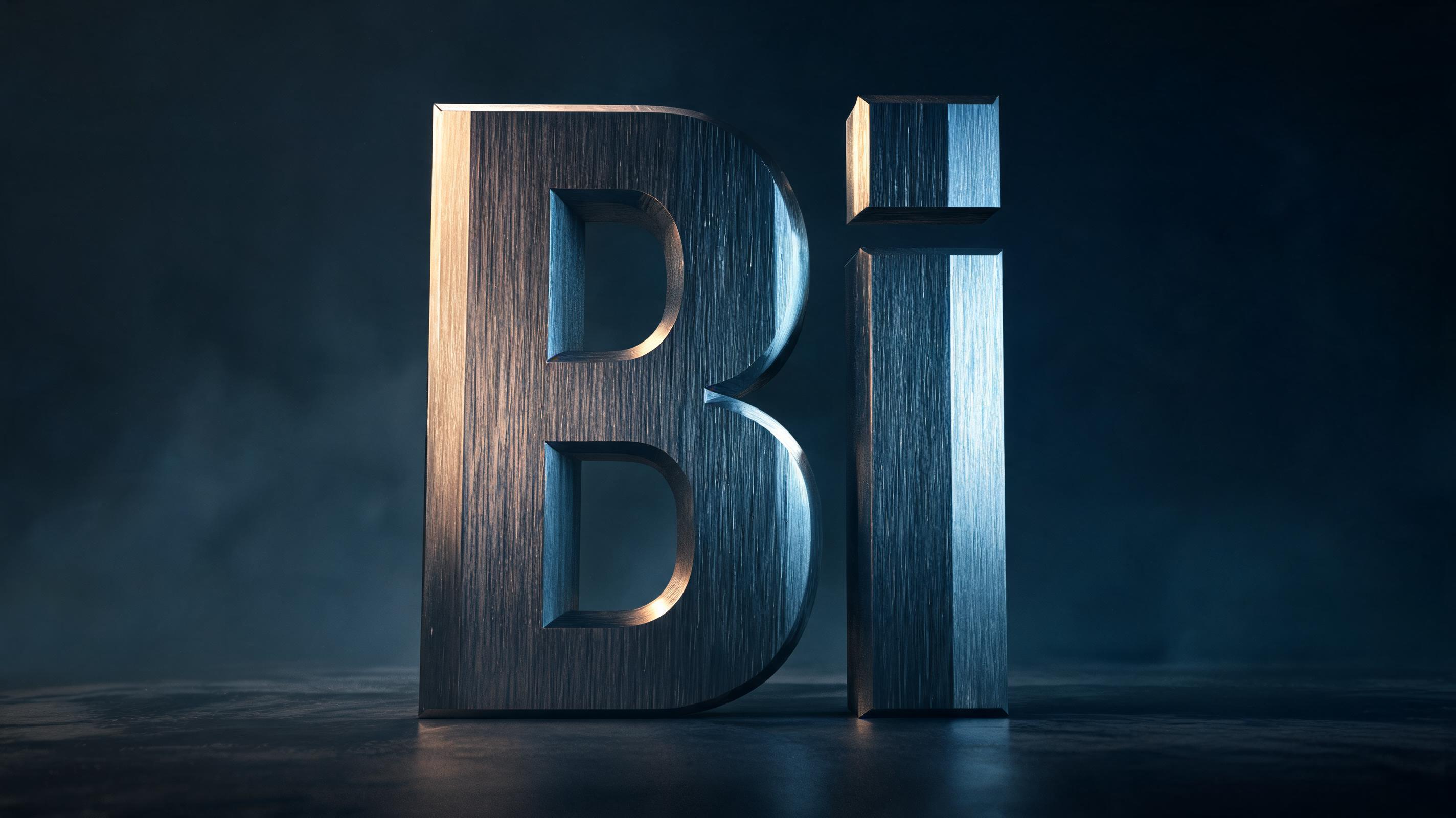 "Bi" — Metallic | AI Text Effect Generator