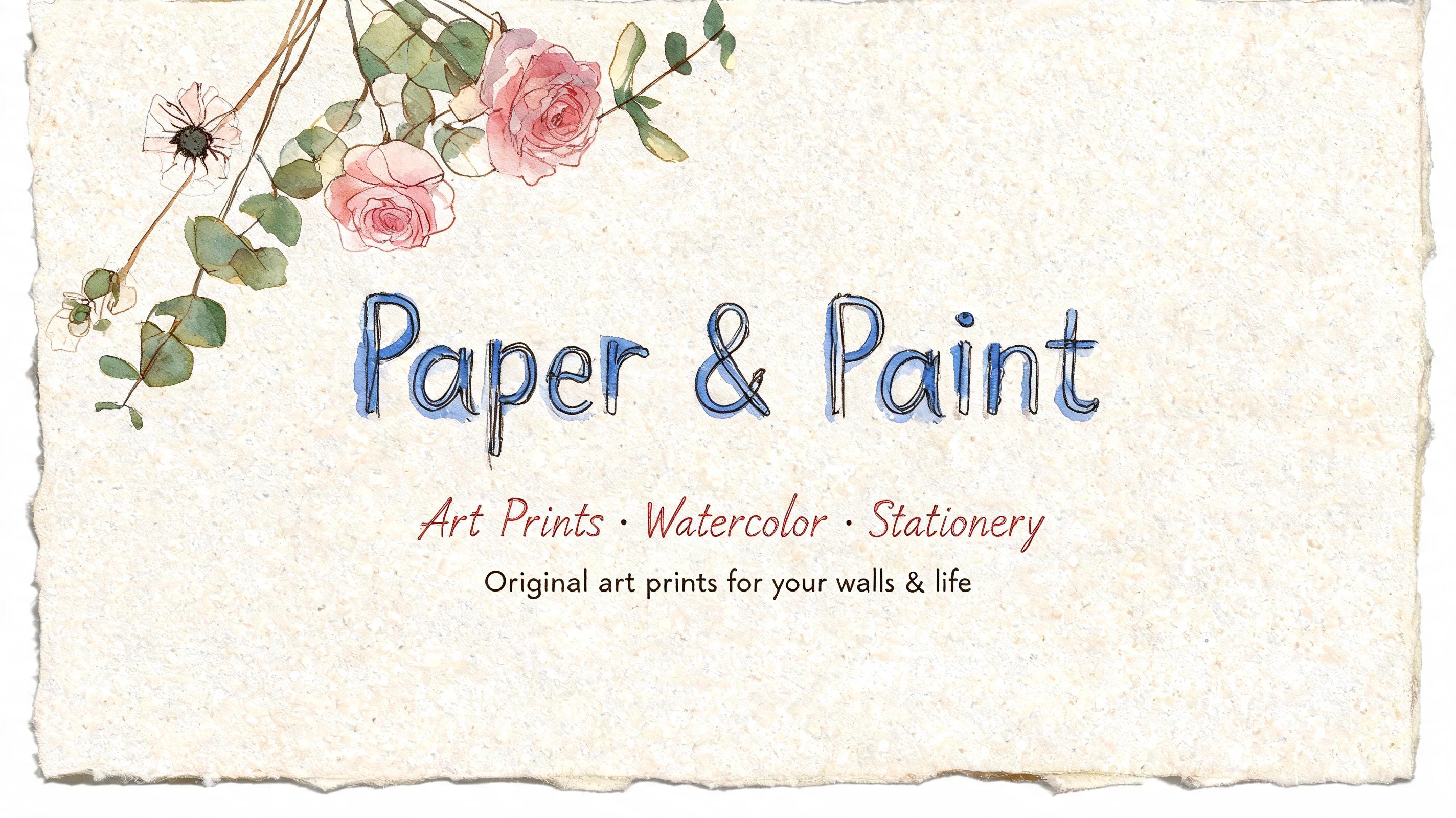 "I want an Etsy shop banner for my art print shop Paper & Paint" — Watercolor text effect