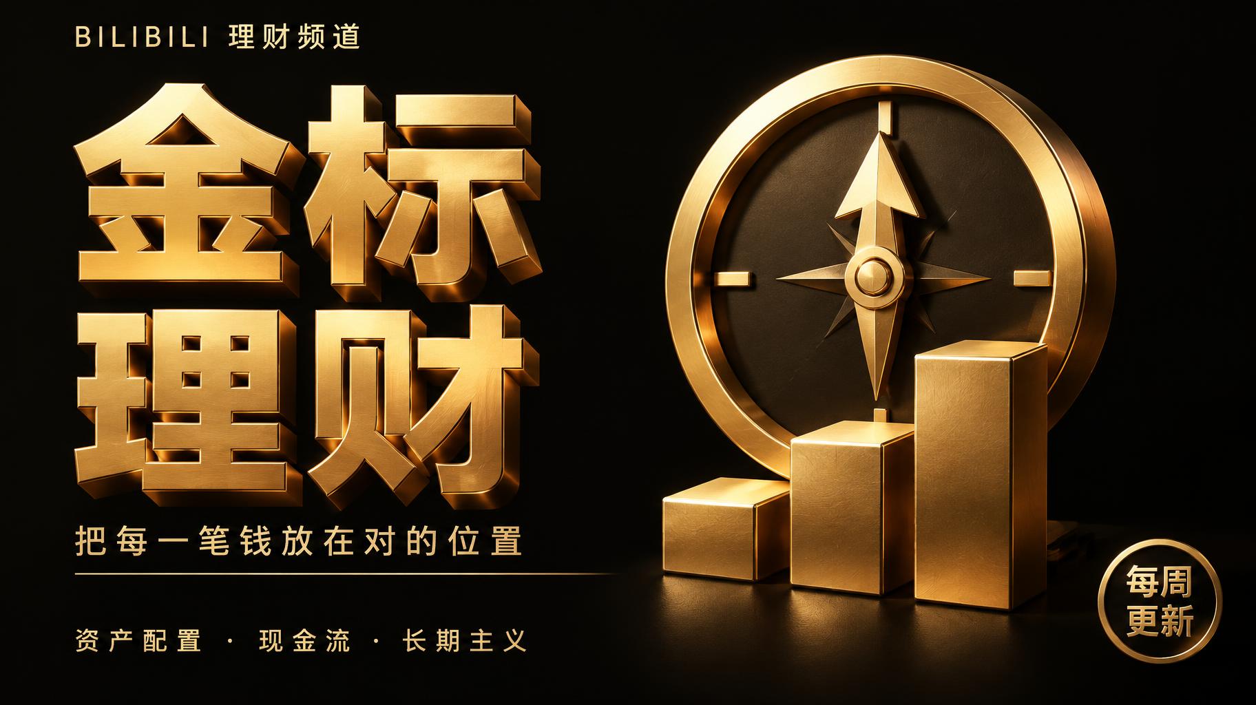 "金标
理财
BILIBILI 理财频道
把每一笔钱放在对的位置
资产配置 · 现金流 · 长期主义
每周更新" — 3d bold gold text effect