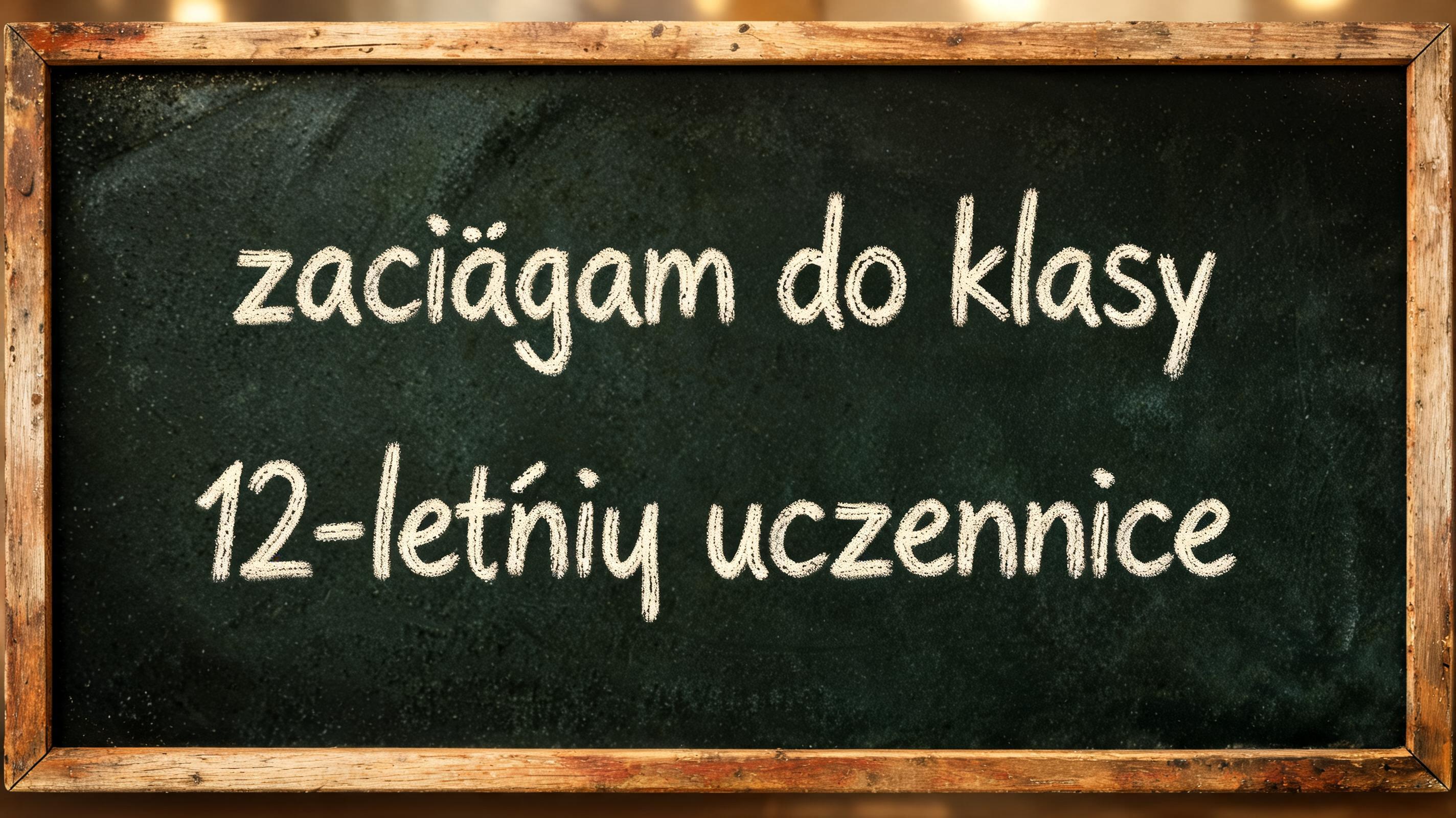 "zaciągam do klasy 12-letnią uczennice" — Chalk | AI Text Effect Generator