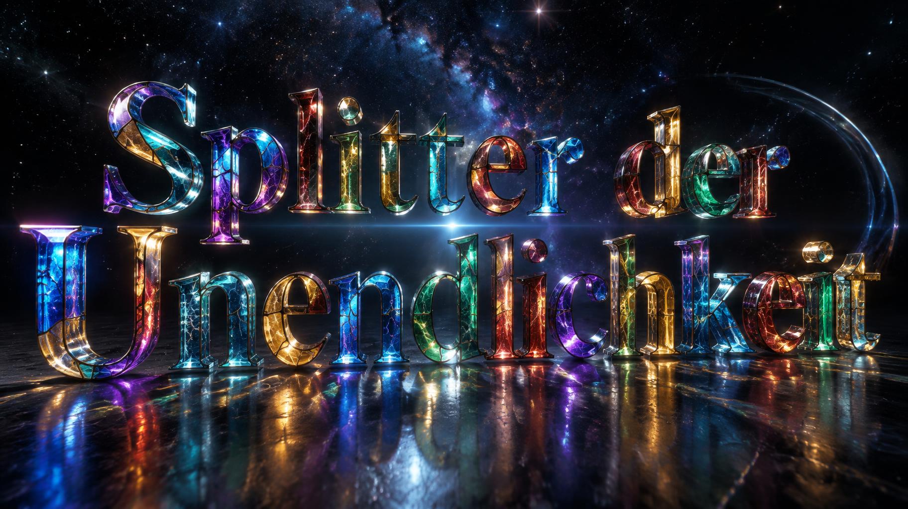 "Splitter der Unendlichkeit" — Glass Color | AI Text Effect Generator