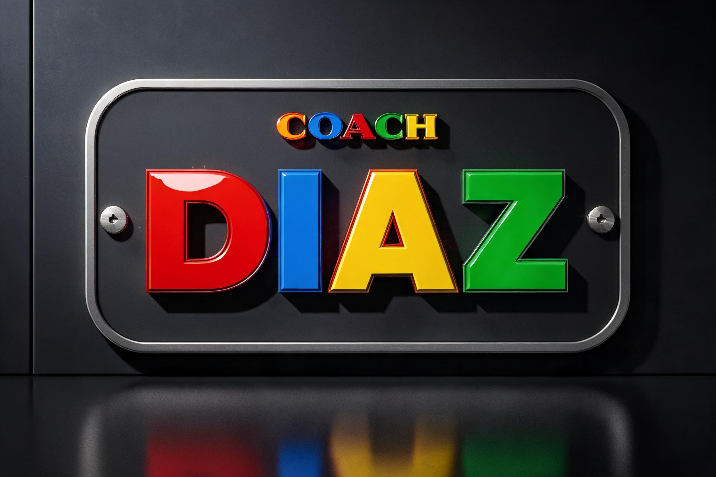 "DIAZ
COACH" — 3d Bold | AI Text Effect Generator