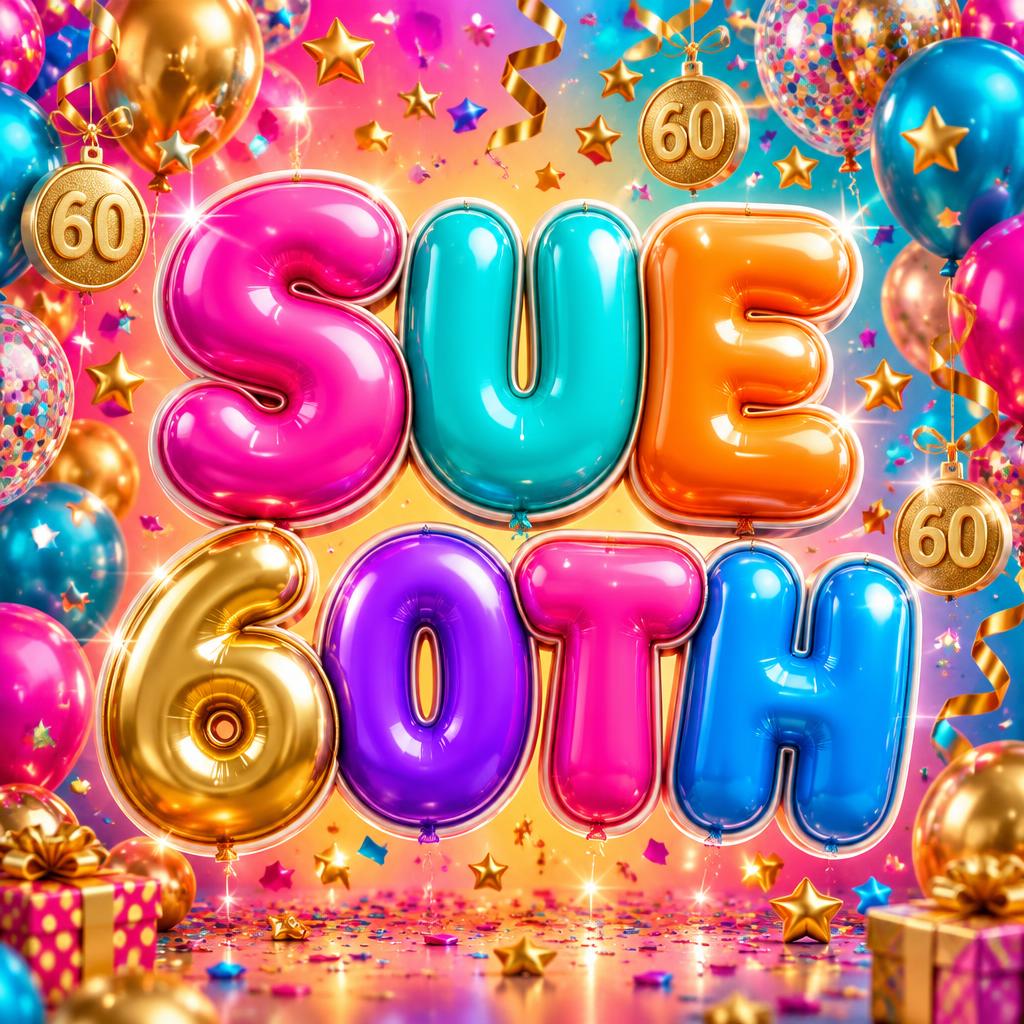 "SUE 60TH" — Birthday | AI Text Effect Generator