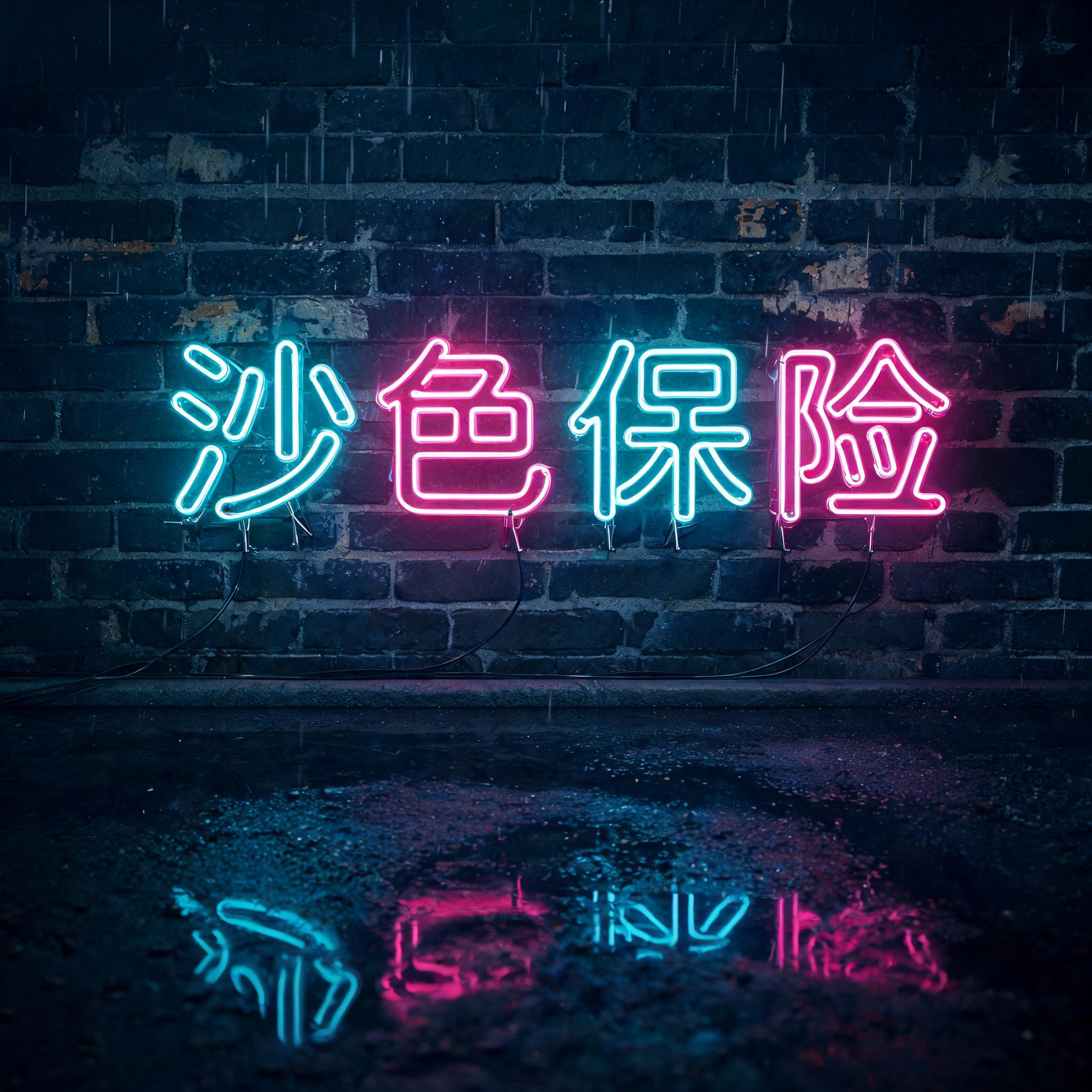 "沙色保险" — Neon Glow | AI Text Effect Generator