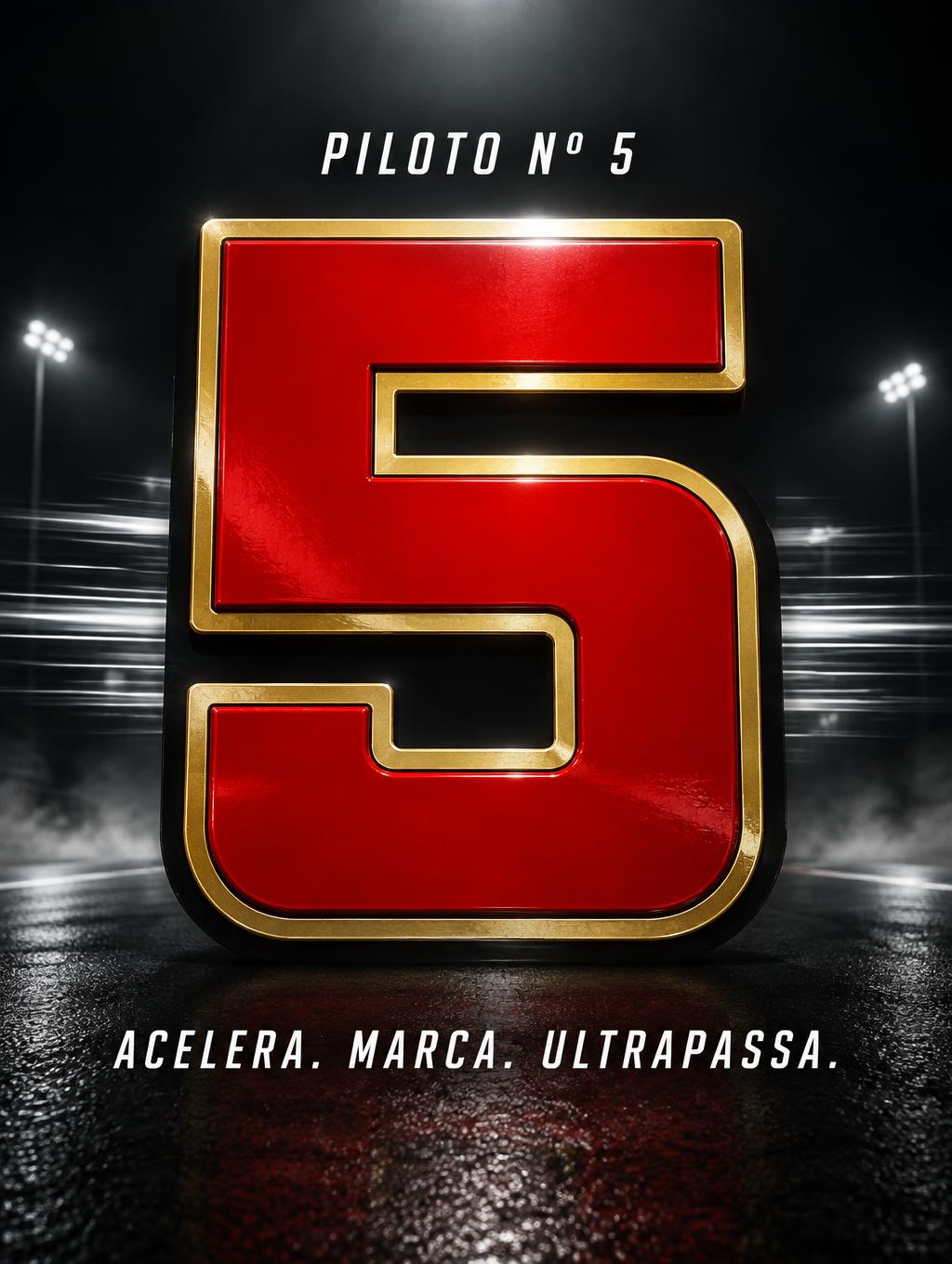 "5
PILOTO Nº 5
ACELERA. MARCA. ULTRAPASSA." — Racing | AI Text Effect Generator
