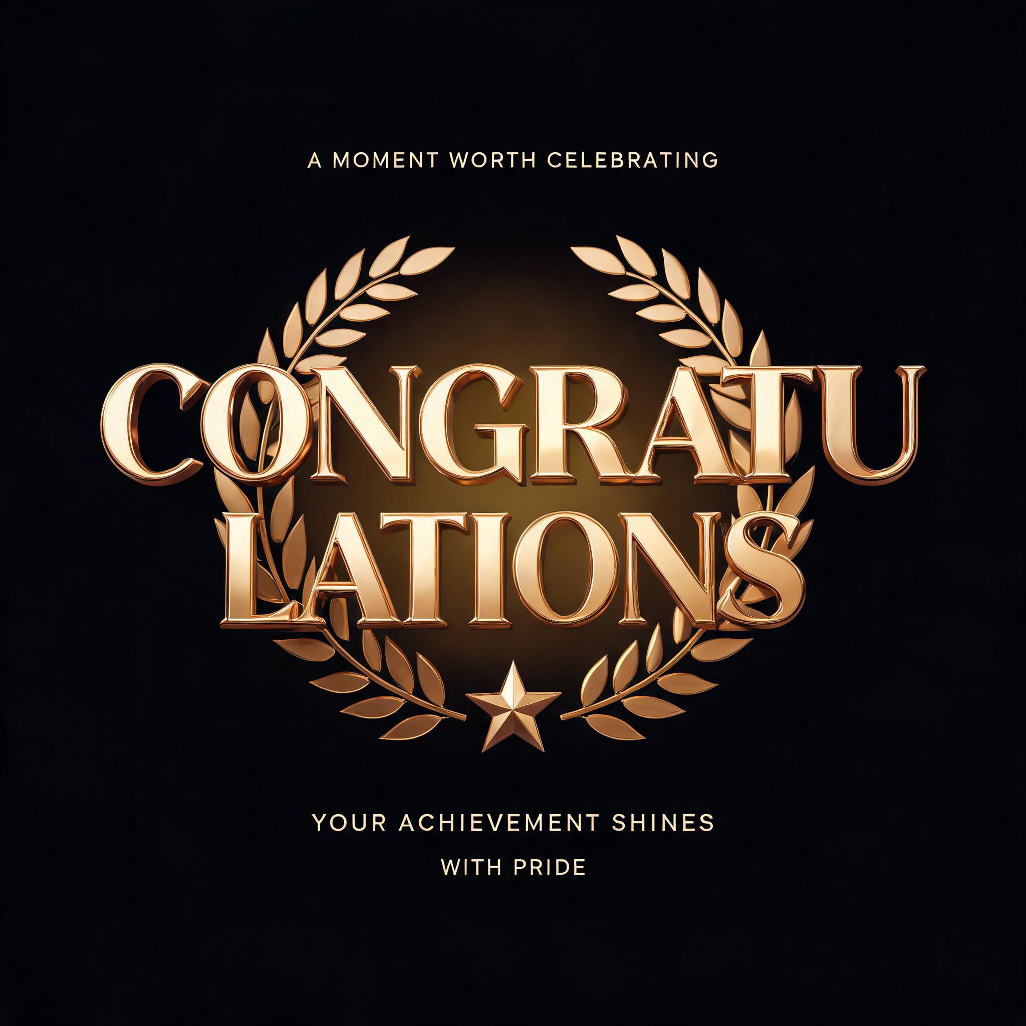 "CONGRATU
LATIONS
A MOMENT WORTH CELEBRATING
YOUR ACHIEVEMENT SHINES
WITH PRIDE" — 3d Bold Gold | AI Text Effect Generator