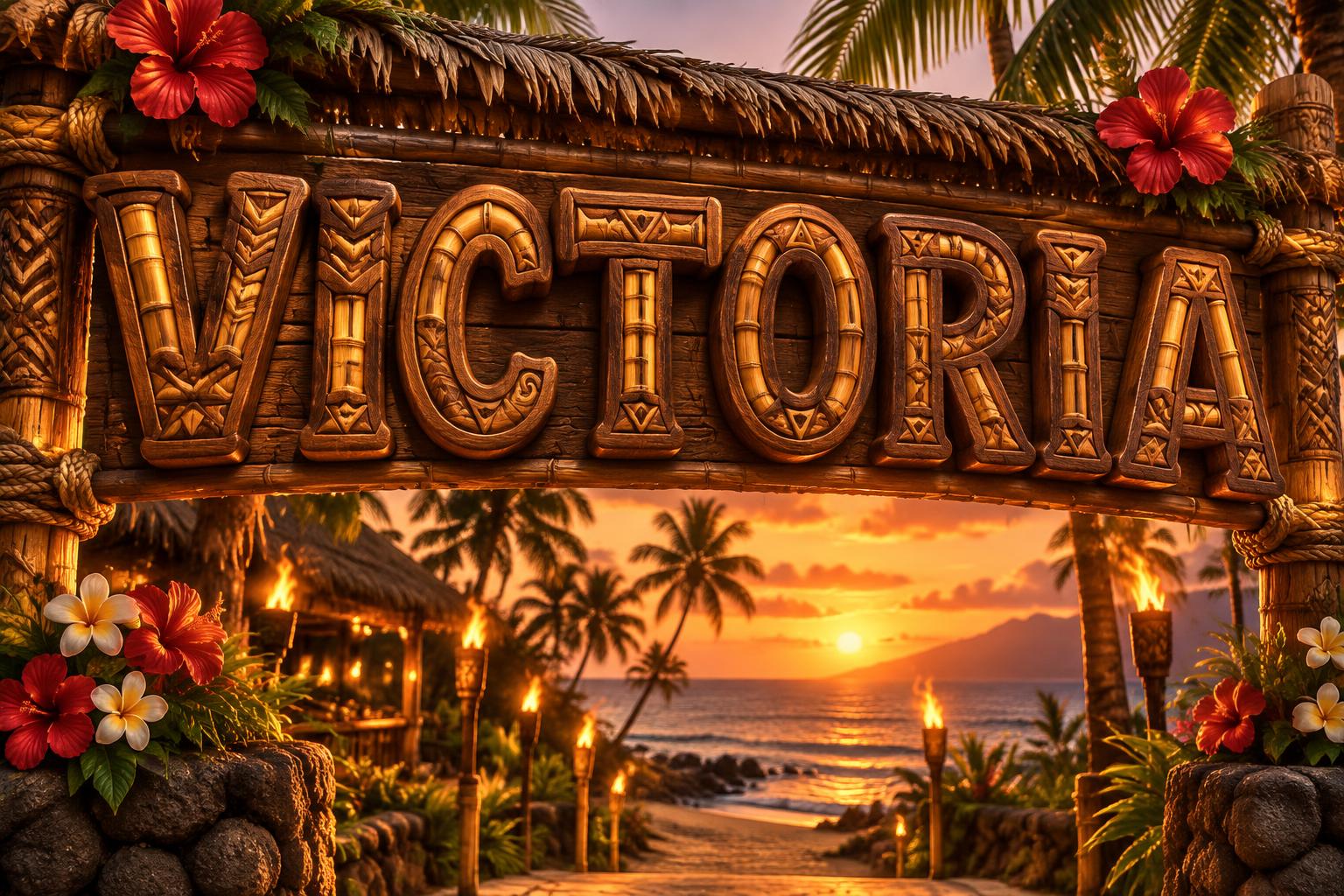 "VICTORIA" — Hawaiian | AI Text Effect Generator