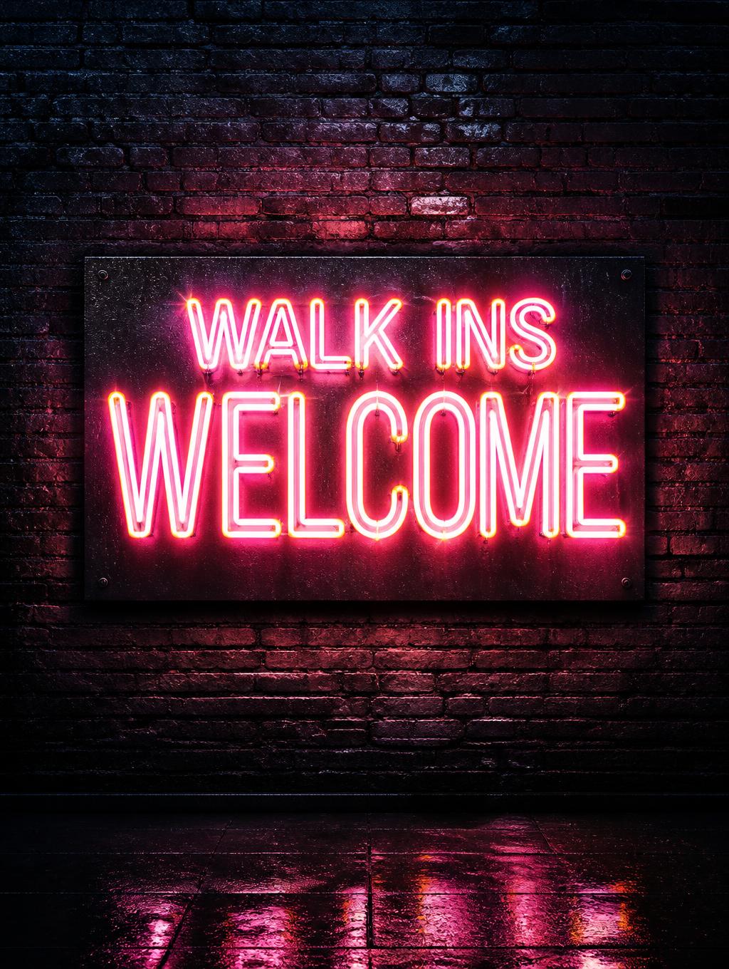 "WALK INS
WELCOME" — Neon Sign | AI Text Effect Generator